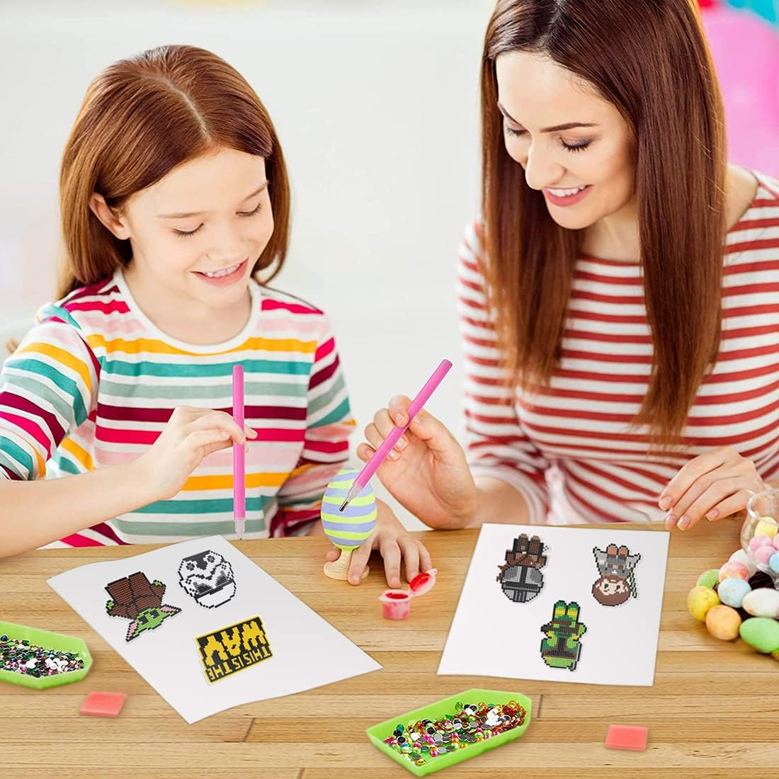 Tydeus Diamond Painting Children, 12 Piece Diamond Painting Set, Cartoon Theme Diamond Painting Kits, Crystal Diamond Painting, Grey Green Diamond Painting Set for Gift, Adults, Children image number 6