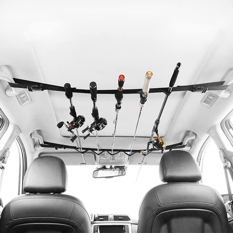 AIMALL 2Pcs Car Fishing Rod Strap Fishing Rod Storage Rack Rod Carrier Holder for Suvs, Easy Install, Space-Saving Design, Holds up to 5 Rods and Reels, 43.3-61 Inches Long Strap image number 6