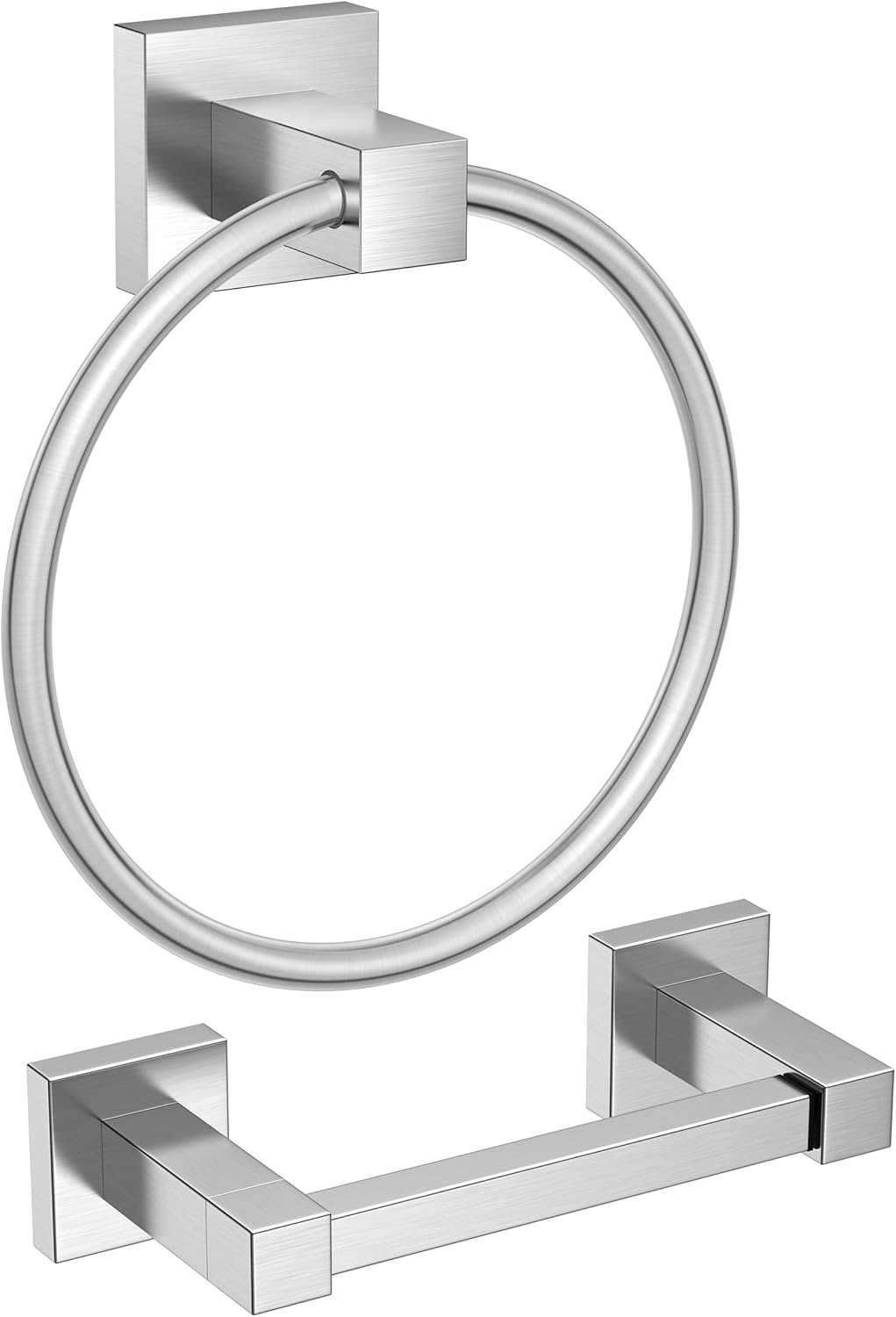 FORIOUS Toilet Roll Holder, Wall Mount Pivoting Towel Ring Set, SUS304 Stainless Steel Bathroom Tissue Holder, Modern Bathroom Hardware Set, Gold