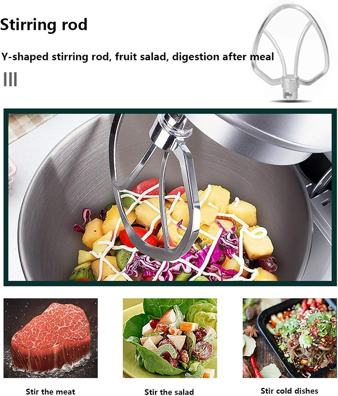 1300W Stand Mixer with 5.5L Bowl 10 Speed Kitchen Blenders Includes Dough Hook Whisk Beater for Wheaten Food Salad Cake (Color : White) image number 6