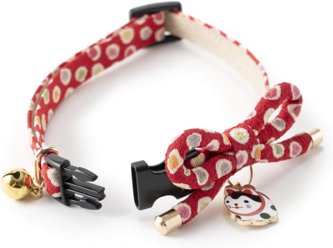 Necoichi Zen Hariko Charm Cat Collar - Red image number 2
