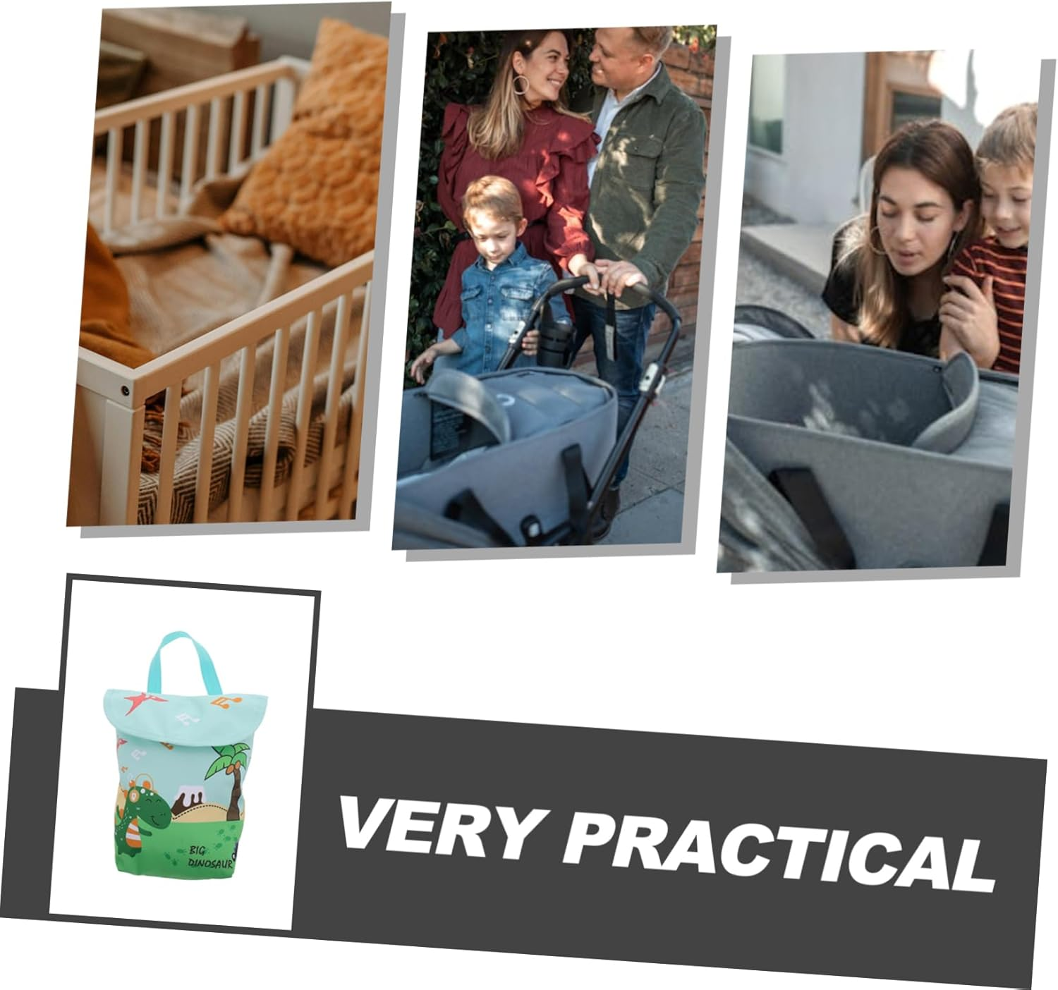 Diaper Organizer for Easy Storage of Clothes Diapers Essentials Versatile Hanging Design for Strollers Cribs Stylish Dinosaur Print image number 6