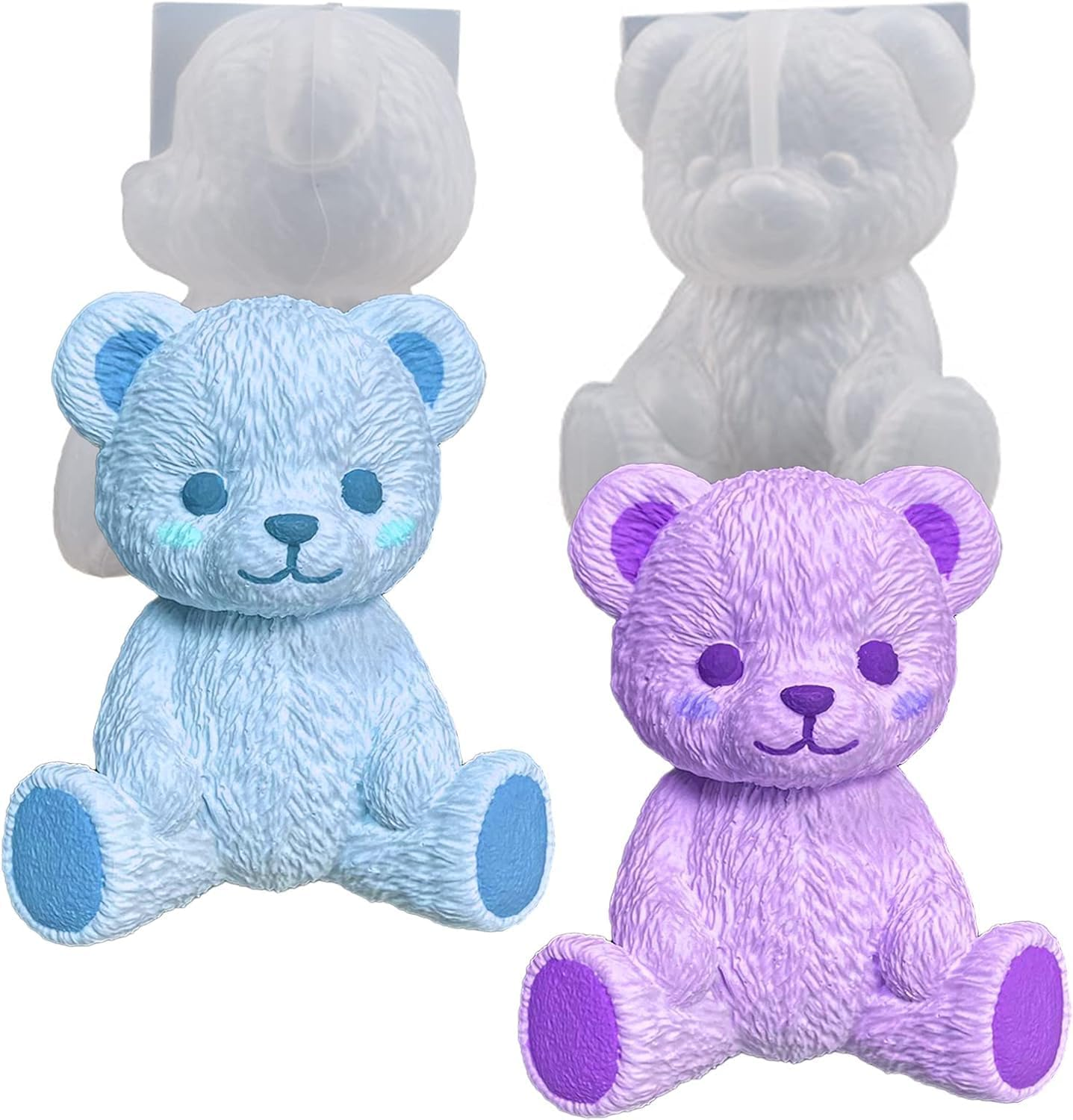 2PCS 3D Bear Silicone Resin Molds &ndash; Cute Animal Moulds for Epoxy Resin Casting, Chocolate, Candy, Cake, Candle, Soap DIY Crafts and Home Decoration image number 2