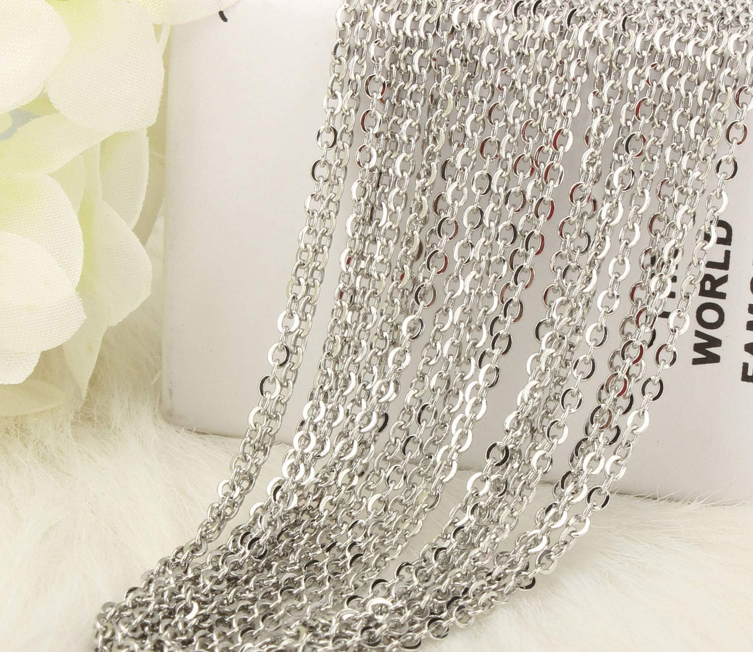 Wholesale 12 PCS Genuine Stainless Steel Fine Cable Chain Necklace Chains Bulk for Jewelry Making 18-30 Inches (20 Inch(2Mm)) image number 4