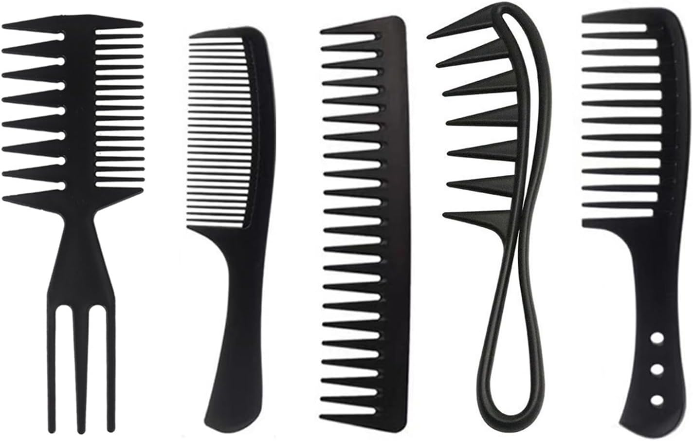 5 Black Hairdressing Comb Sets, High Temperature Resistant Wide Tooth Comb, Antistatic Hairdressing Comb, Special Tools for Creating Hairstyles image number 3