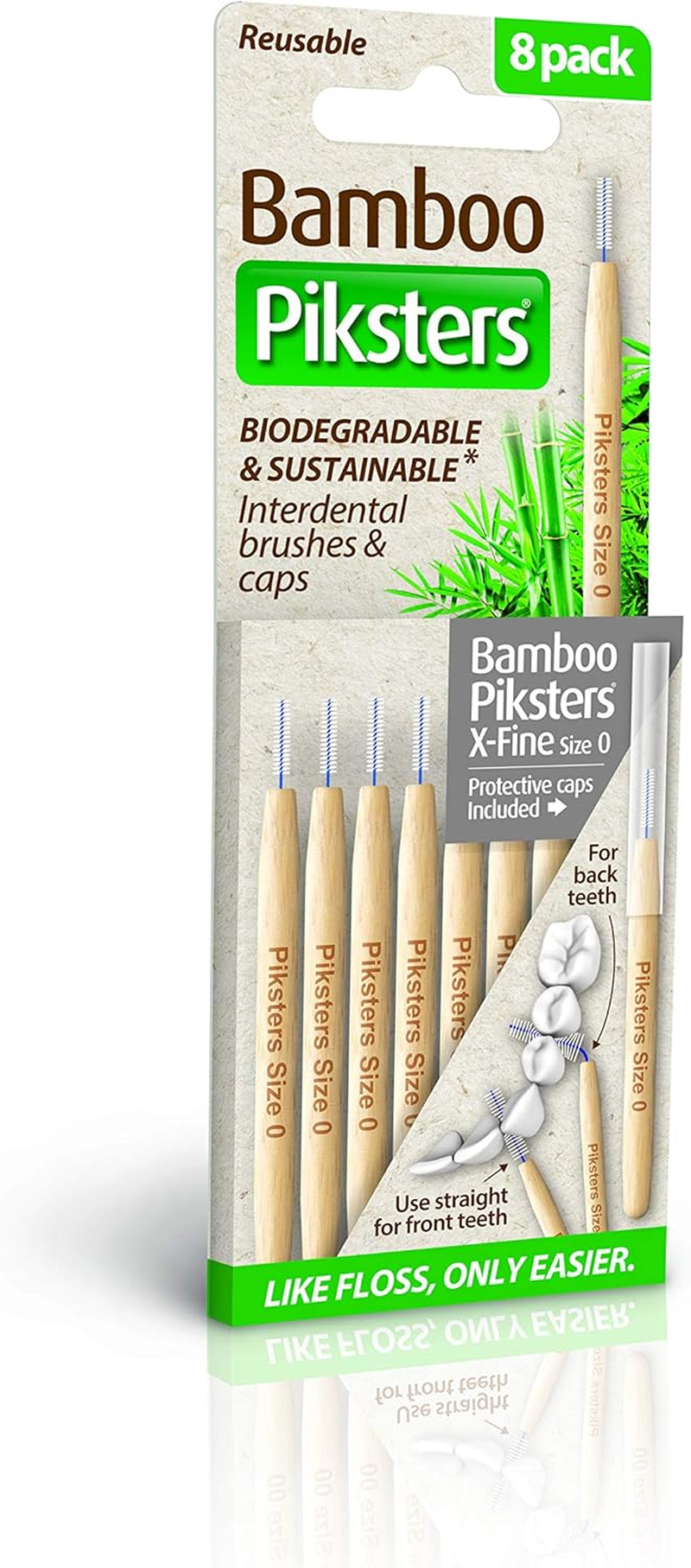 Piksters Bamboo Biodegradable and Sustainable Interdental Brush 8 Pieces Pack, Size 5