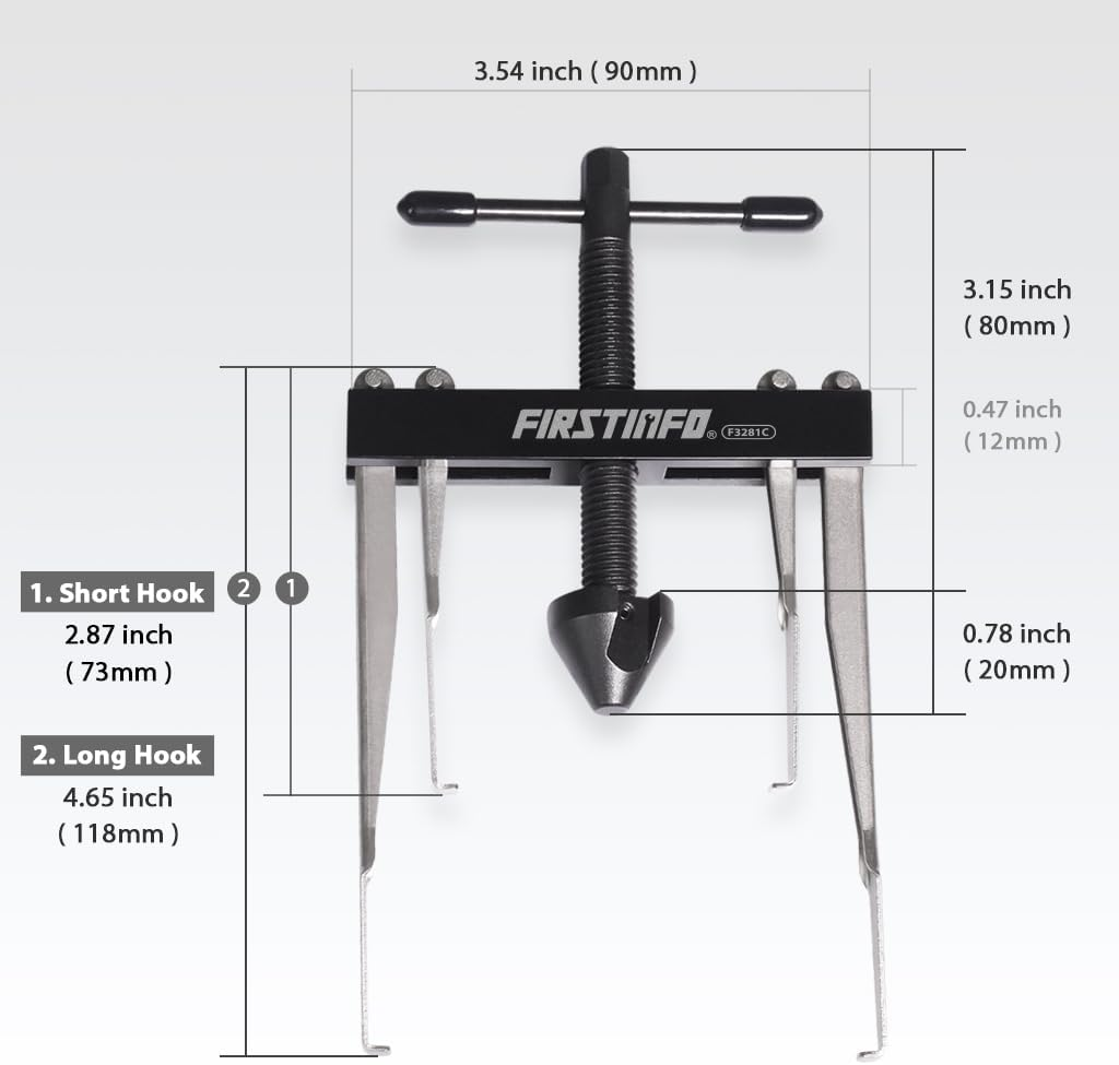 FIRSTINFO F3281C Crankshaft and Camshaft Seal Puller with 2 Pairs of Hooks (Pair of 118Mm + Pair of 73Mm) Set image number 2