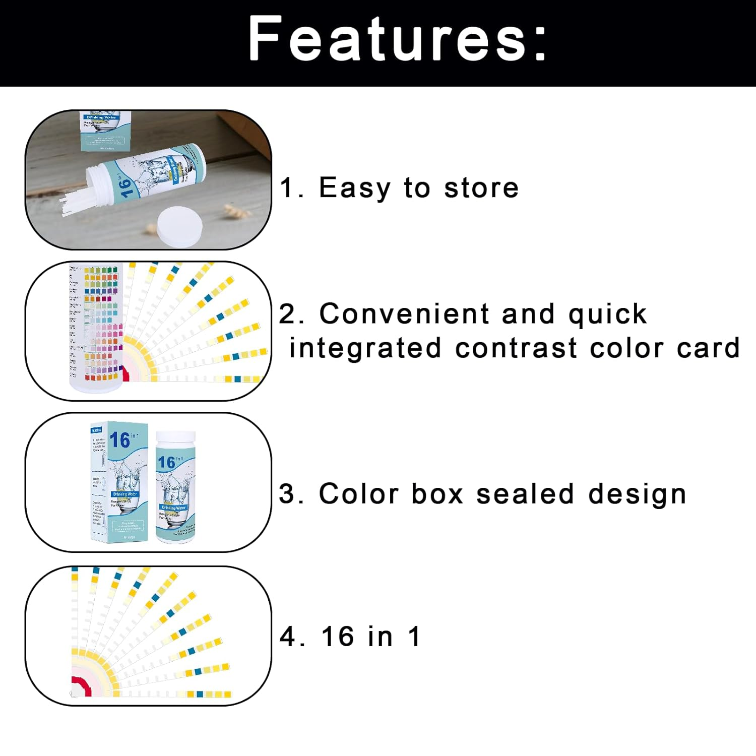 16 in 1 Aquarium Test Kit 50Pcs Fish Tank Test Paper Fast and Accurate for Monitoring Water Quality Safety Such as PH Value Lead Iron Mercury Suitable for Aquarium Swimming Pool Drinking Water image number 3