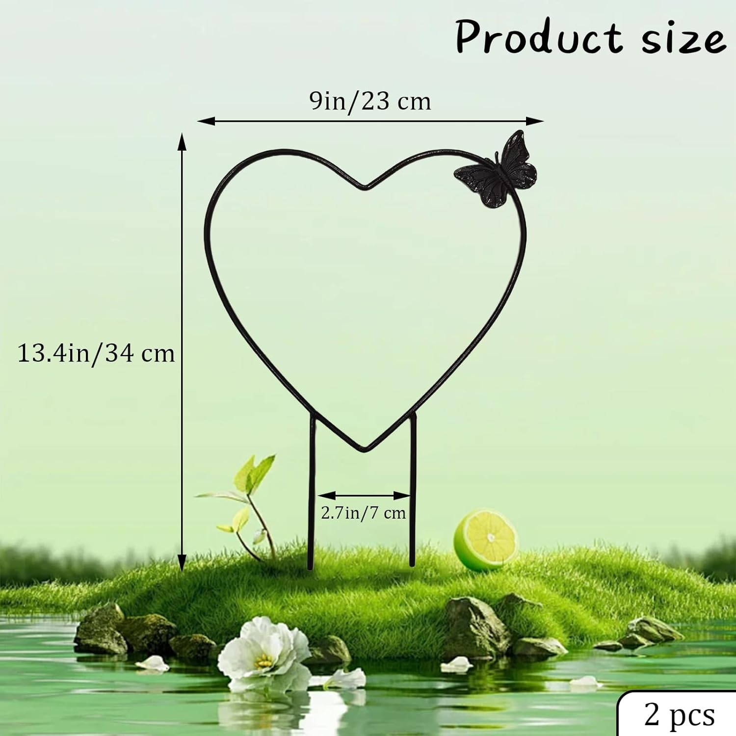 Sgphrzlt 2 Pack Small Trellis for Potted Plants, Metal Trellis for Climbing Plants Indoor, Houseplant Vine Support Outdoor Garden Climber for Ivy Flower Flowerpot, Heart