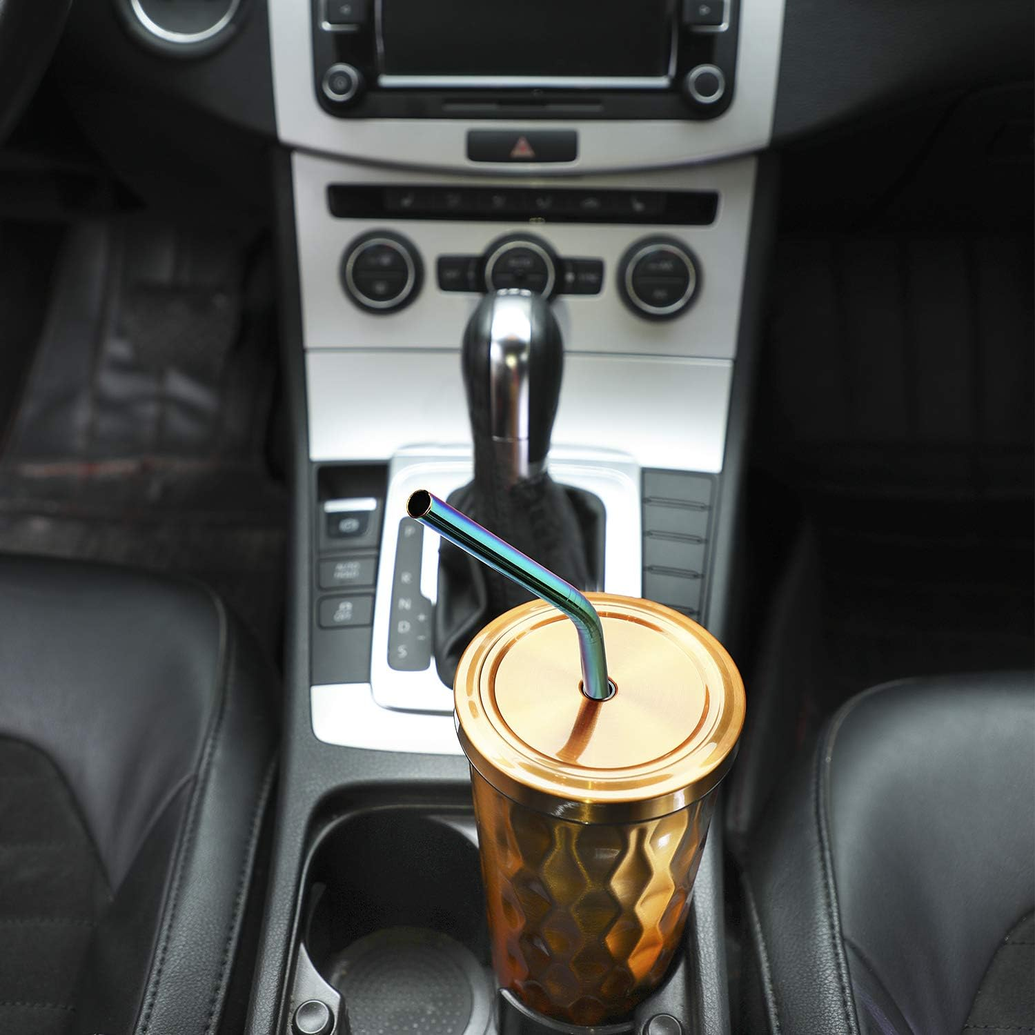 Reusable Metal Straws Rainbow Color with Travel Case - Hiware 12-Pack Stainless Steel Drinking Straws for 30Oz / 20Oz Tumblers Dishwasher Safe, 2 Cleaning Brushes Included image number 6