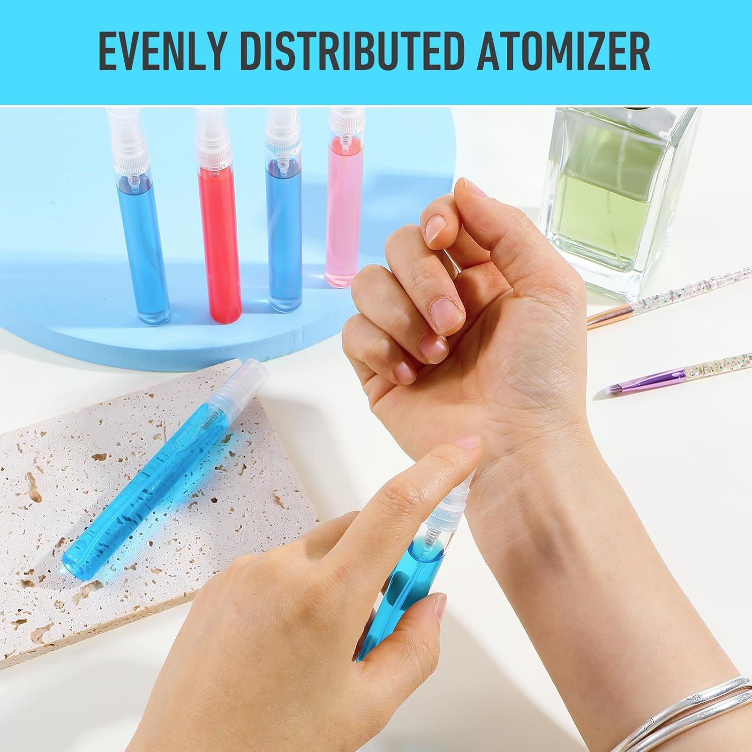 YBEATY 20 Pcs Mini Spray Bottles Perfume Sample Bottles 10Ml Clear Glass Refillable Fine Mist Atomizer Sprayer Small Portable Travel Dispenser Cosmetics Spray Containers Empty for Essential Oils image number 2