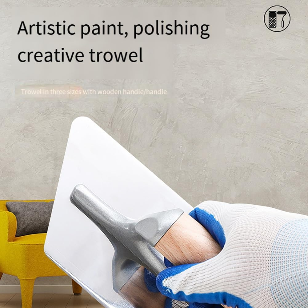 Zicojia Polished Stainless Steel Venetian Plaster Trowel Set 3 PC Paint Plastering Finishing Hand Tools image number 2