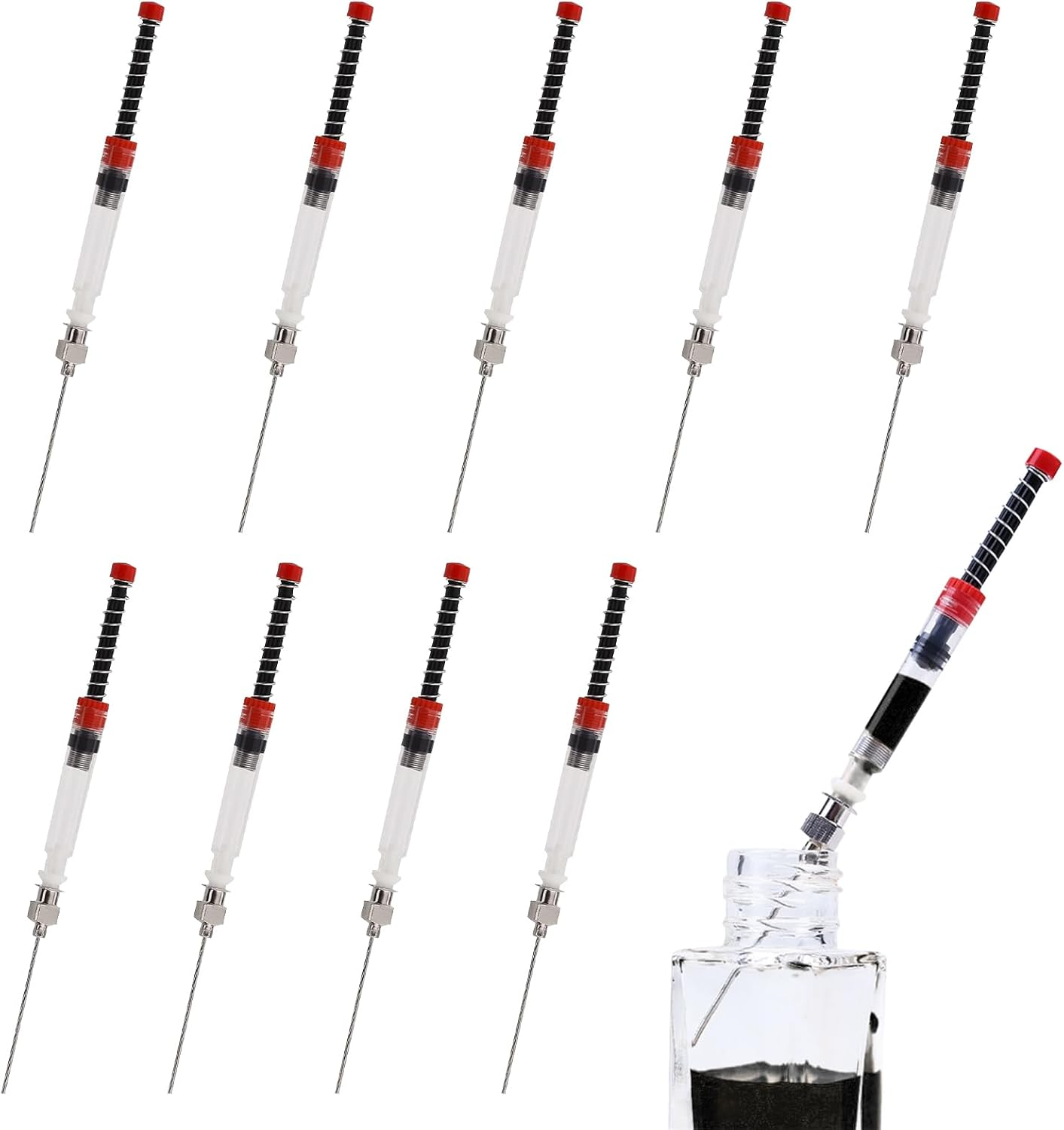 ASTIMESA 10 Pcs Fountain Pen Ink Syringe, Removable Blunt Syringe Fountain Pen, Elastic Spring Ink Filling Syringe Tool, Refill and Convert Pen Ink Converter Cartridges image number 4