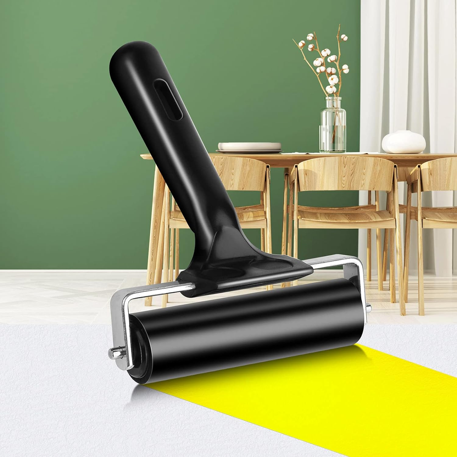 2Pcs Rubber Roller Brayer Rollers Hard Rubber 3.8 and 2.2 Inch for Printmaking (Black) By image number 6