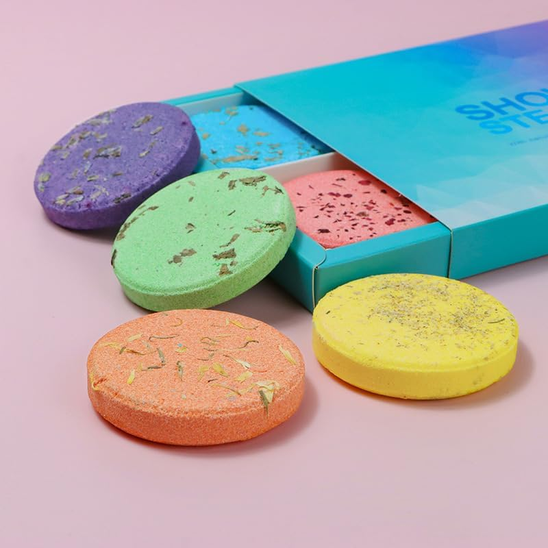 6PCS Aromatherapy Shower Tablets, Shower Steamers Tablets, Essential Oil Infused with Dried Flowers, Gift Box image number 1