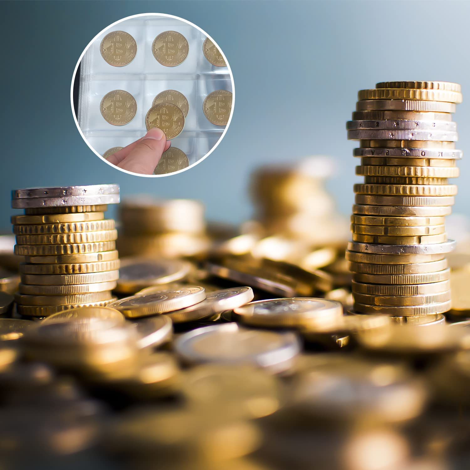 20 Pages/360 Pockets Coin Collection Book, 3X3Cm&4X4Cm Coin Collecting Holder Album with Leather Cover, Durable Coin Collection Binder Penny Coin Book for Collectors, All Coins (Black) image number 3