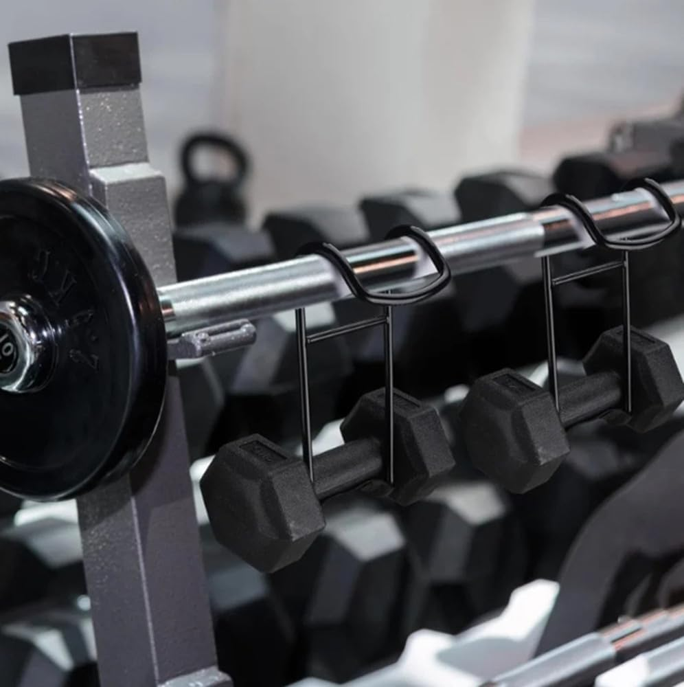 Walquicks 2PCS Dumbbell Spotter Hooks, Heavy Duty Dumbbells Rack Attachments, Hanger Barbell, for Dumbbell Bench Press, Fitness Weightlifting, Chest Shoulder Workouts Barbells Safety Hanger Attachment image number 2