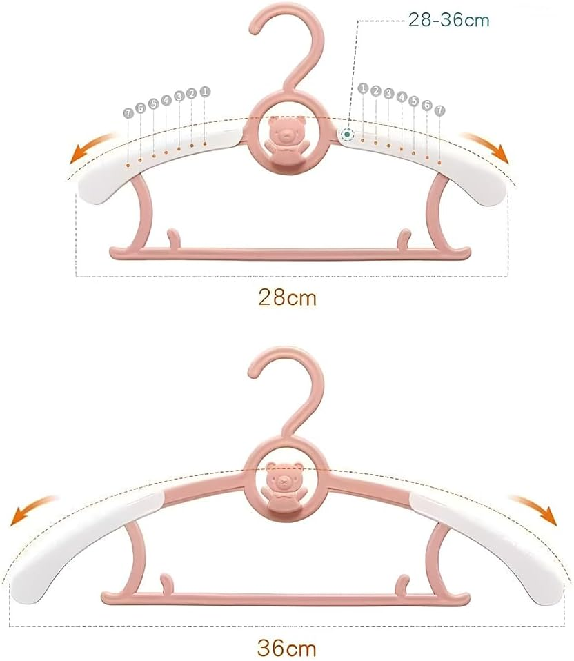 MOTRAIN 60-Pack Extendable & Stackable Kids Hangers, Non-Slip Plastic Baby and Toddler Clothes Hangers with Plastic Hanger Straps, Stretchable 11-14 Inch, Mix Colors Space-Saving Design image number 4