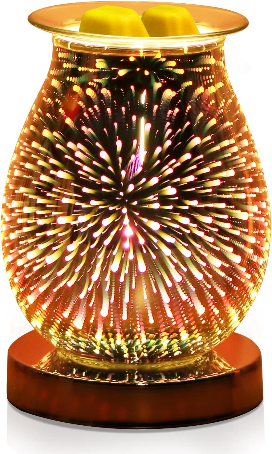 Glass Electric Oil Burner Wax Melts Fragrance 3D Fireworks Aroma Lamp Touch Control Night Light Home Decor for Office Bedroom Living Room (3D Fireworks) image number 4