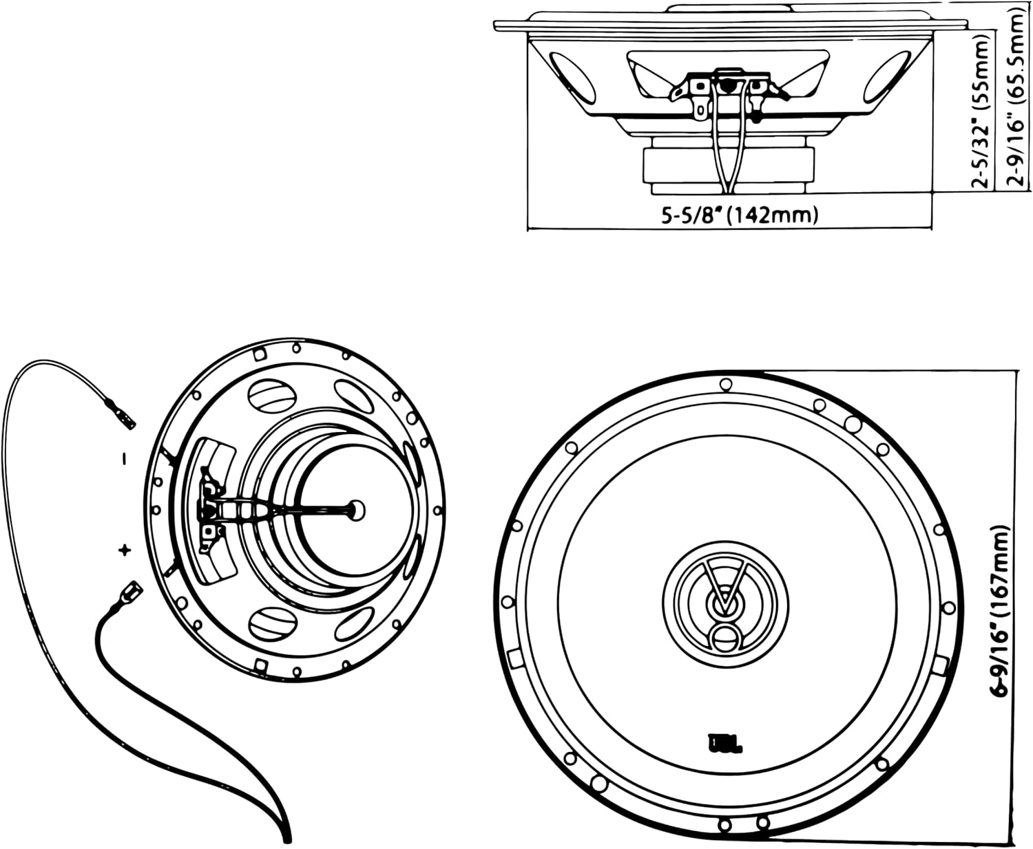 JBL Stage1 61F 2-Way Car Speaker Set by Harman Kardon - 200 Watt Car Boxes 40 Watt RMS - 2 Pieces Car Hifi JBL Box Large 16.5 Cm 165 Mm 6.5 Inches, Black image number 4