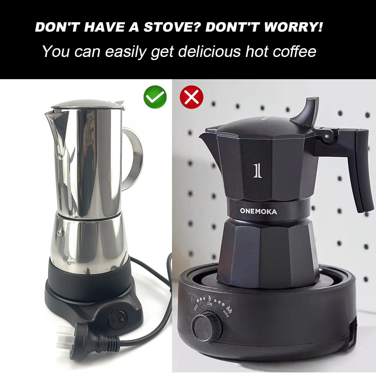 Electric Moka Pot Coffee Maker - 6 Cup (300ML) Stainless Steel Espresso Percolator with Auto Shut-Off, Italian Classic Fast Brewing for Home & Office -Stainless Steel Handle image number 4
