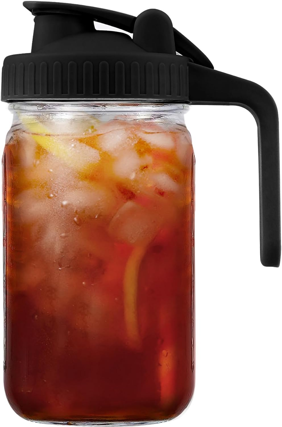 64Oz Wide Mouth Mason Jars Glass Pitcher, 2 Quart Mason Jar Pitcher with Spout, Leak-Proof Jug with Lid, Sun Tea Pitchers for outside Iced Tea, Water, Coffee, Juice, Milk and Drinks (64Oz Black) image number 4
