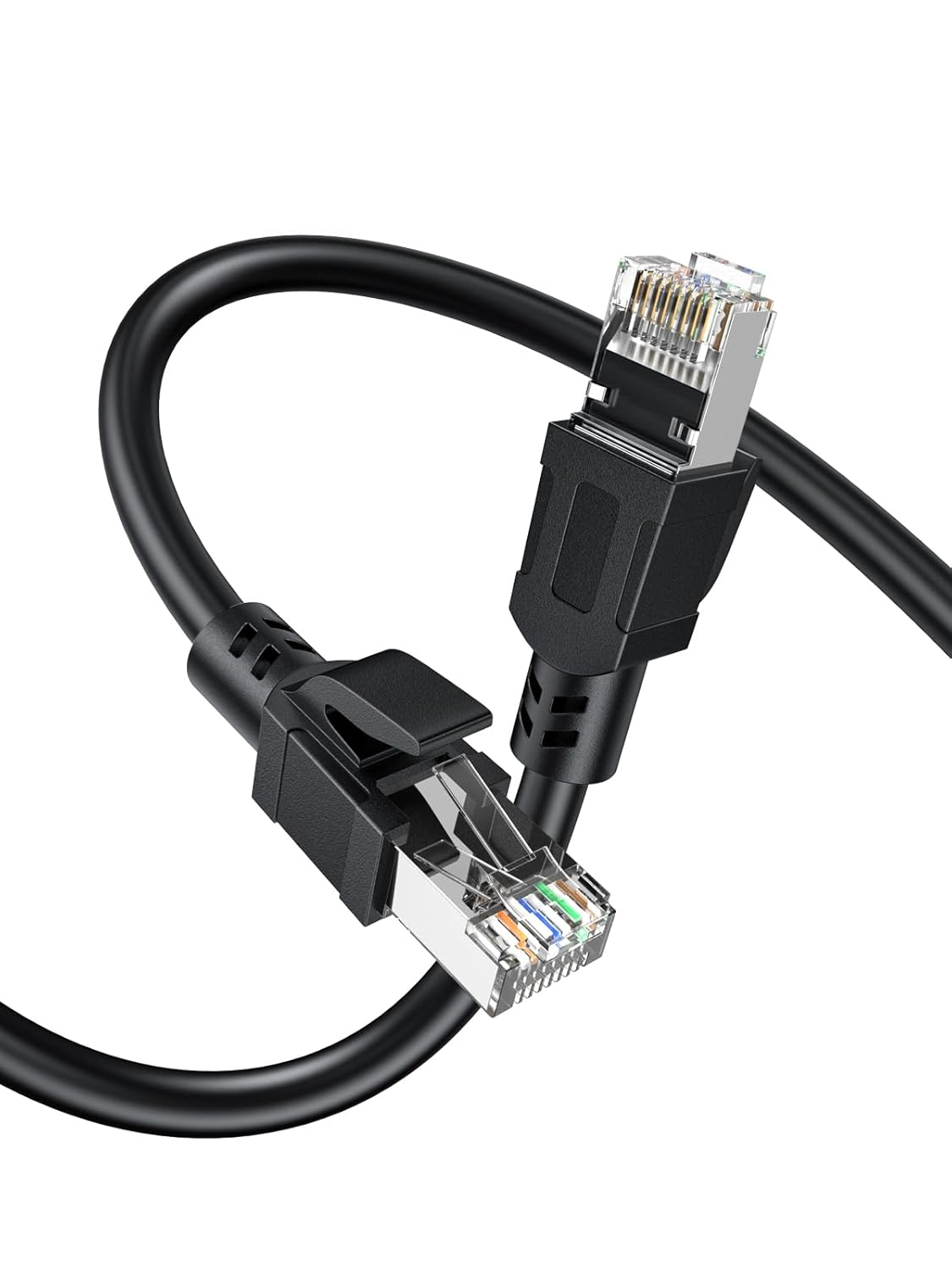 Cablecreation Flat Cat8 Ethernet Cable 16.6FT, 40Gbps 2000Mhz High Speed Slim Internet LAN Cable Cord Gigabit RJ45 Router Cable Compatible for Computer Laptop PS5 PS4, Switch Box PC, TV Box, 5M, Black