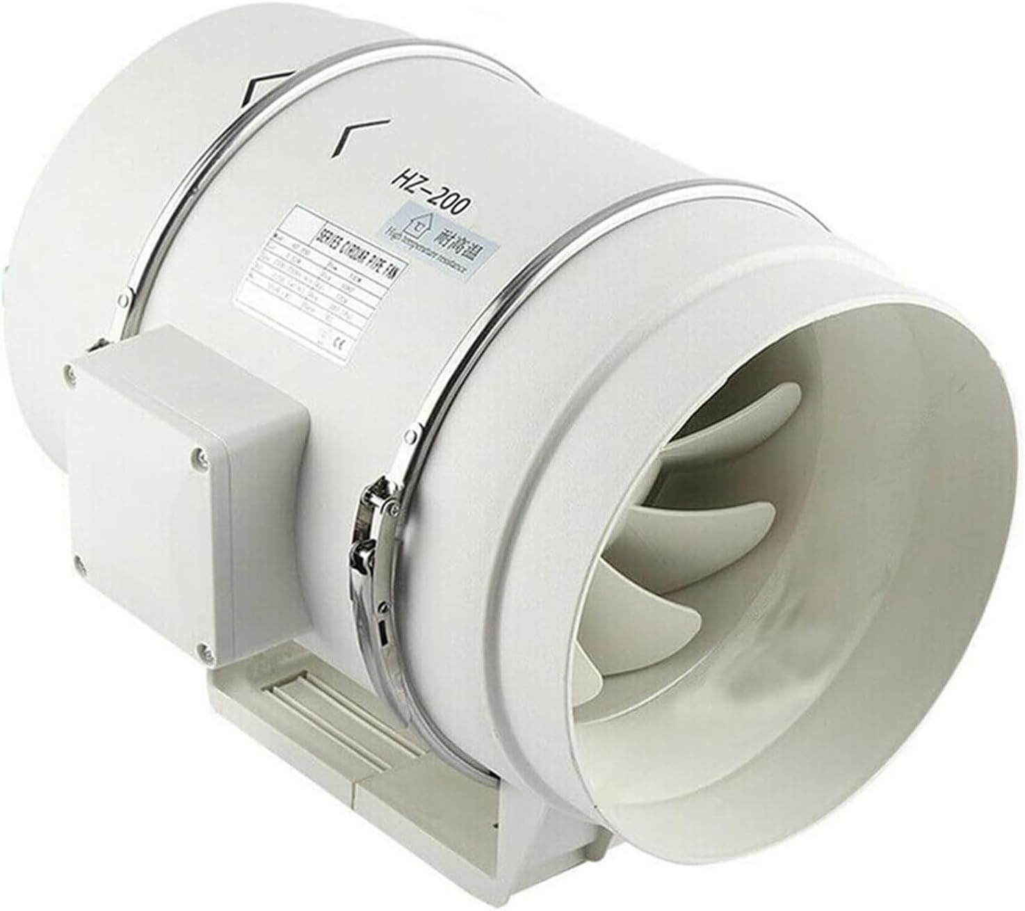 8" Inline Duct Fan Pre-Wired Exhaust Fan,Ventilation Fan Hydroponic Inline Exhaust Industrial Vent Silent Fan Extractor Duct for Grow Tents/Hydroponics/Booster Smoke Moving White Immutable Speed image number 5