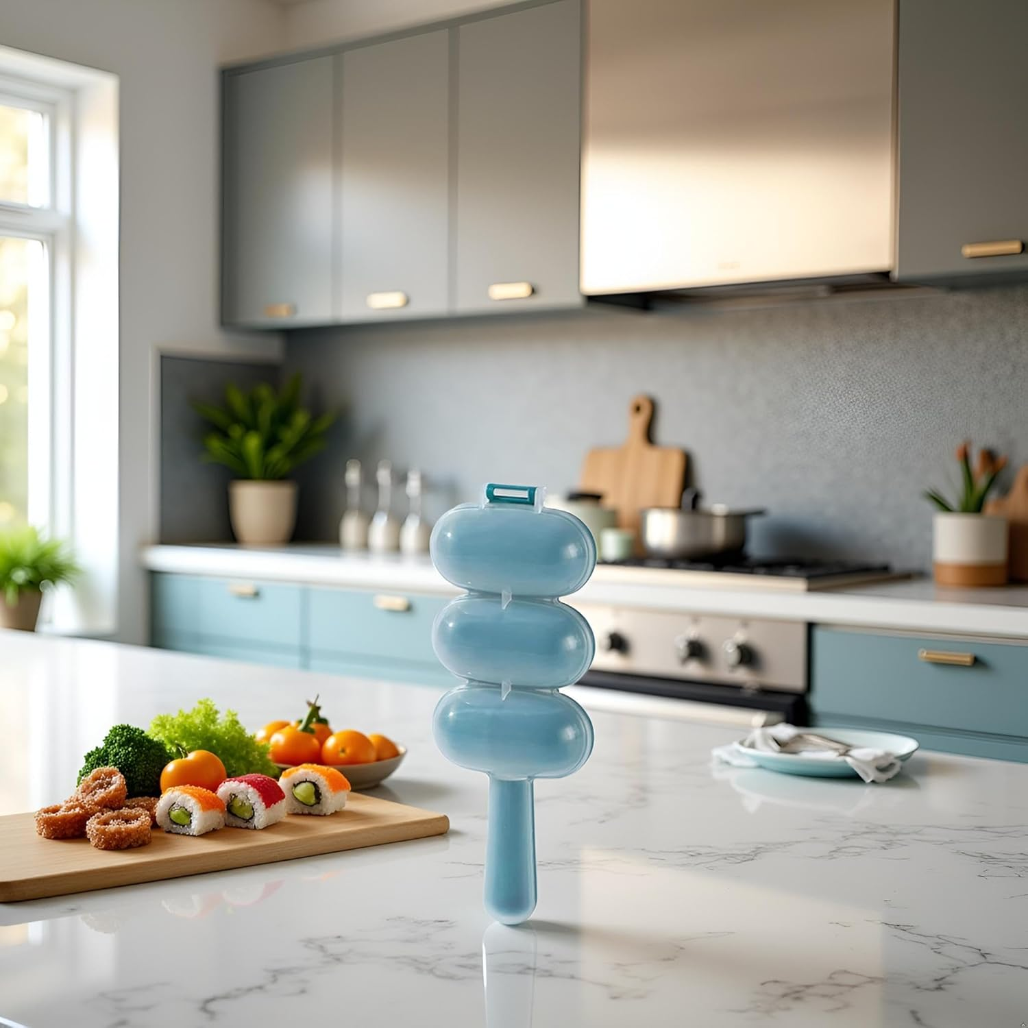 2Pcs Blue Rice Ball Maker Kit - 3-In-1 Sushi Mold and Shaping Tool, DIY Japanese Cooking Gadget for Bento Onigiri, Creative Kitchen Accessories for Adults/Kids image number 4