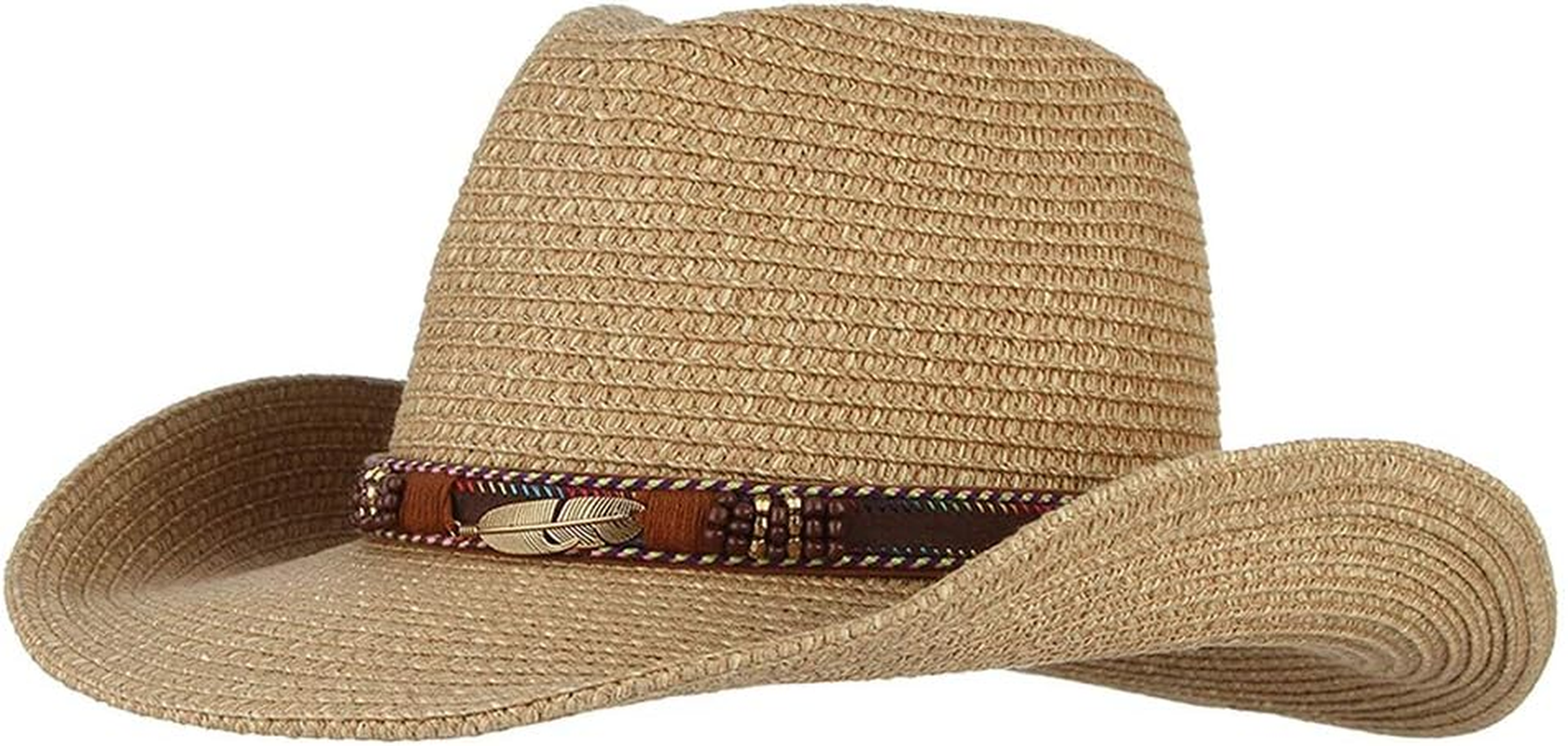Kowaku Men Women Cowboy Straw Hat Summer Beach Sun Hat Western Festival Costumes