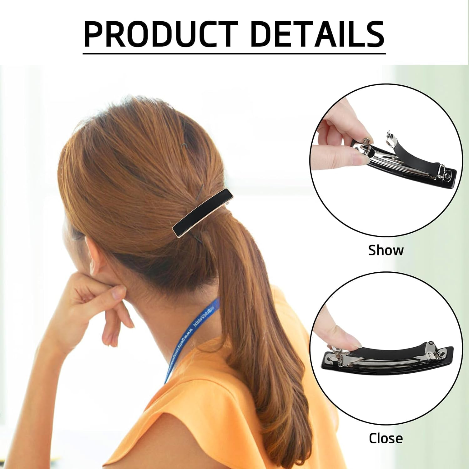 Joynine 2 Large Elegant Hair Barrettes for Women | Girls Hair Barrettes | Women'S Hair Accessories | Rectangular Design | Automatic Clips in 2 Colors for Thick Hair image number 2