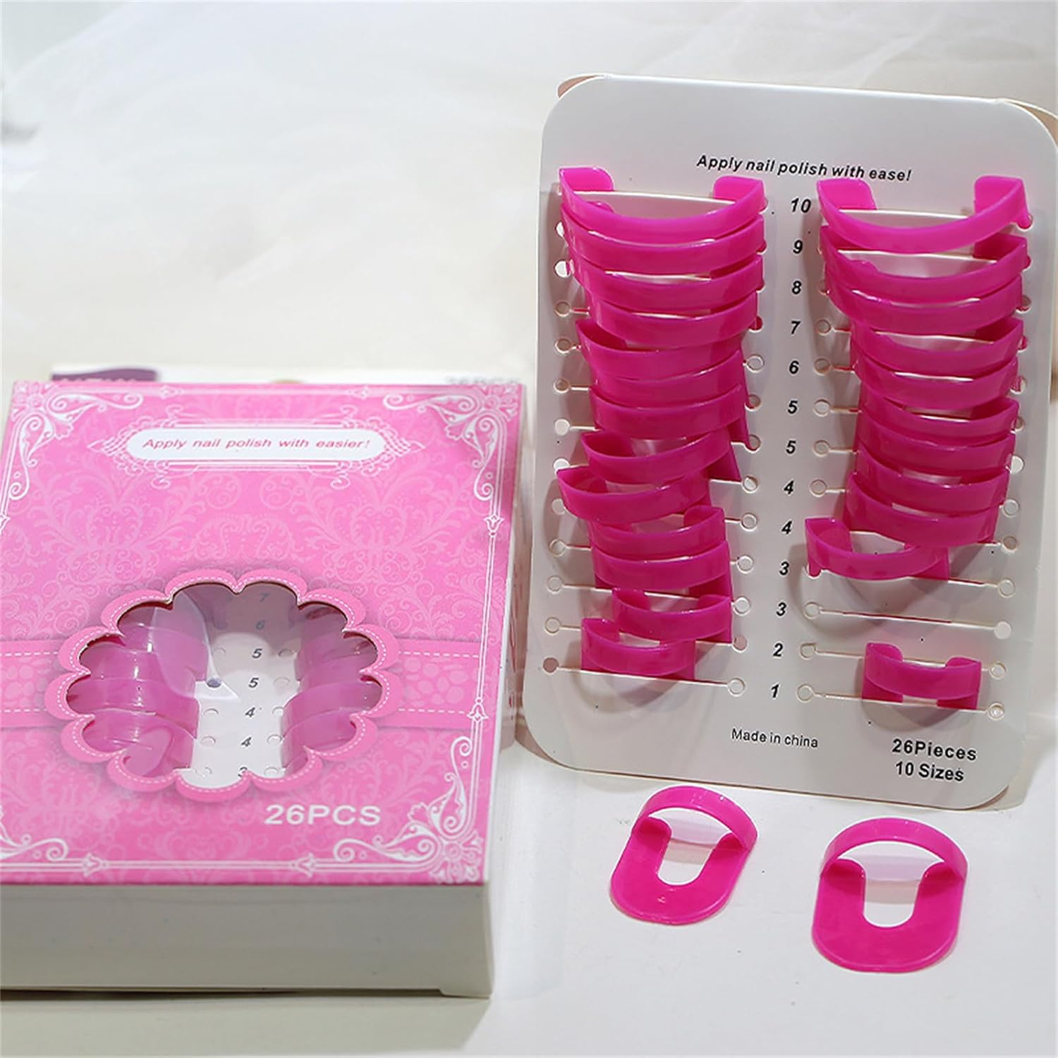 XFUYI 26 X Nail Polish Protectors, 10 Sizes, Reusable Nail Polish Protection, C Shield, Skin, Cuticle Protection for Nail Art Painting image number 1