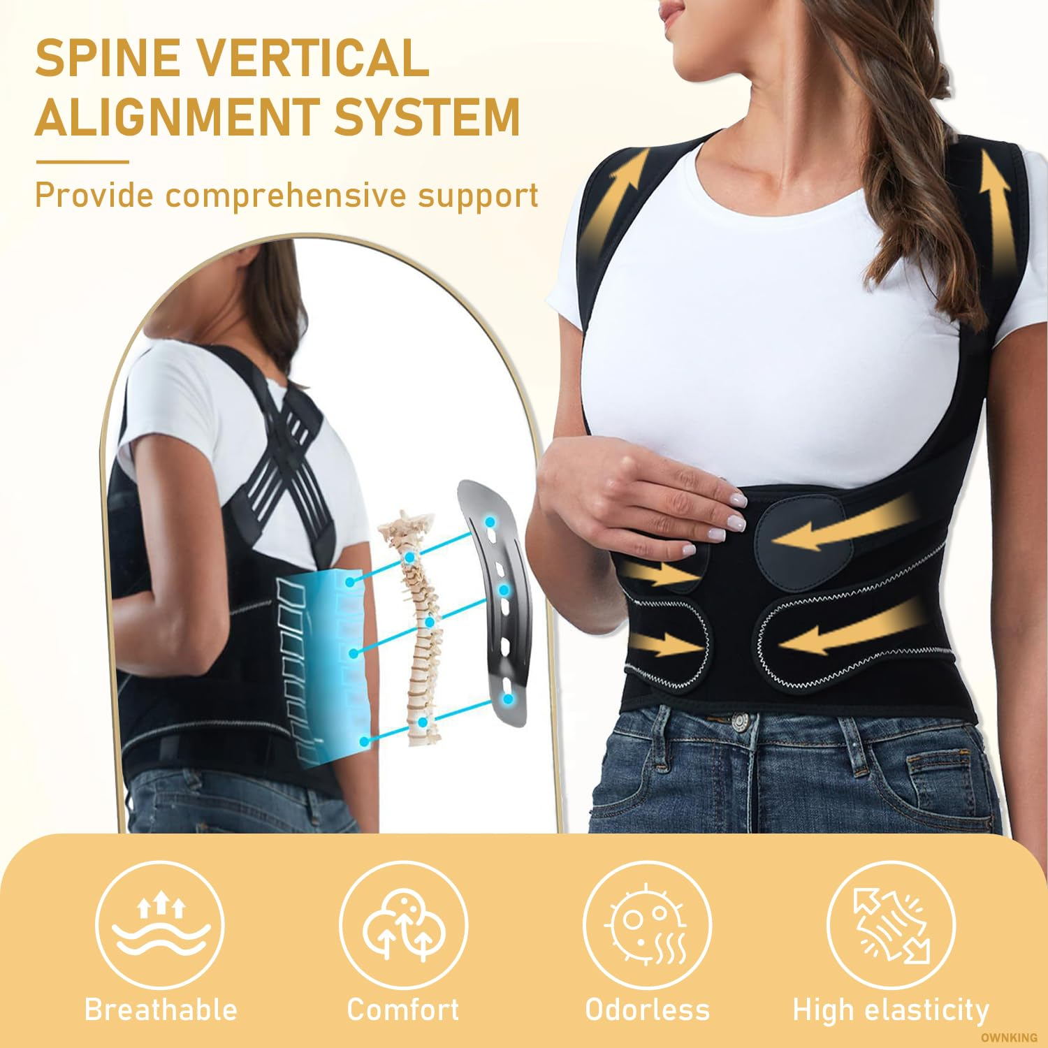 New Upgrade Posture Corrector Back Straighter, Instant Back Brace Posture Corrector for Women and Men with Spine, Lumbar Support, Upgraded Material and Enhanced Edition, More Durable and Odorless, XL image number 2