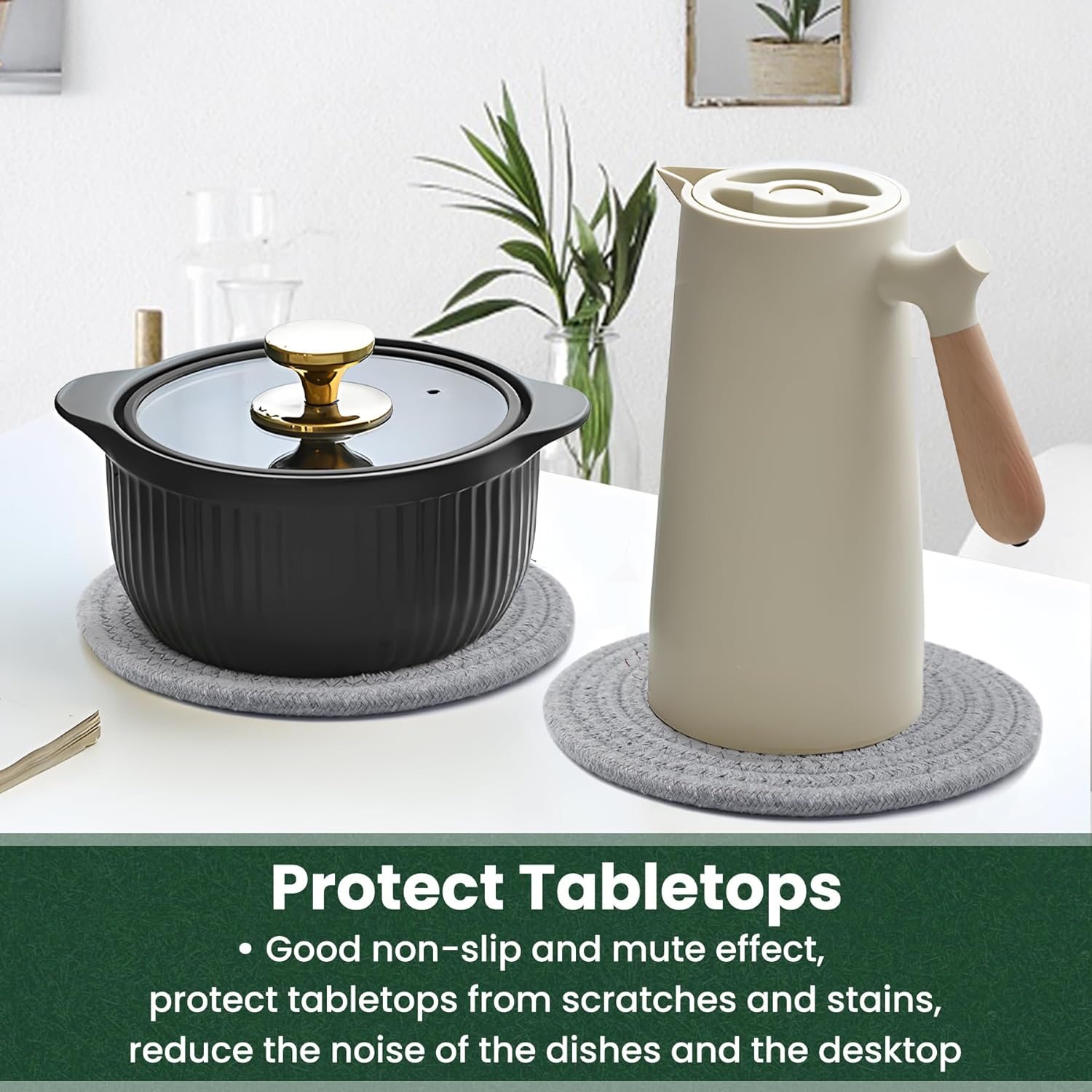 8 Inch Trivets for Hot Dishes, Hot Pots and Pans, Thick Heat Resistant Large Coaster for Kitchen, Hot Pads, Kitchen Essentials, Kitchen Decor for Table & Countertop, 6 Pcs - Mix Color image number 6