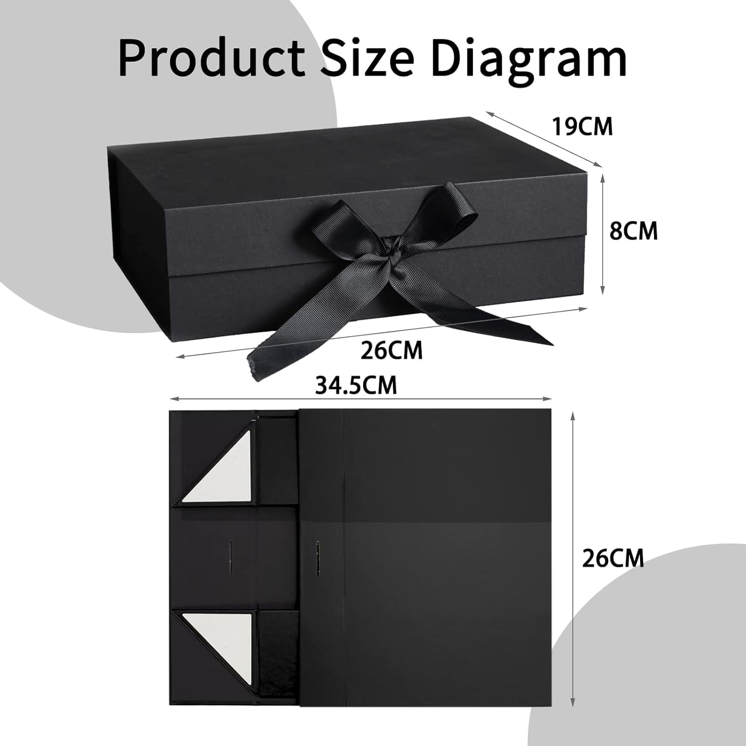 DAIYEE 5-Pack Large Magnetic Lid Gift Boxes with Ribbon Closure - 26X19X8Cm Luxury Black Decorative Packaging for Multi-Occasions image number 4