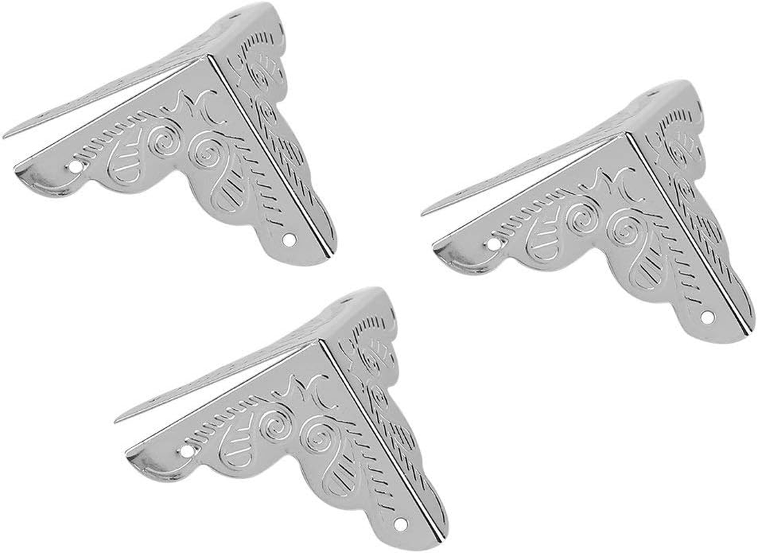 12 Pcs/Pack 24Mm Antique Metal Corner Protector Furniture Corner Protectors Guards Vintage Decorative Box Desk Edge Covers for Wooden Cabinet Box Furniture(Silver) image number 4