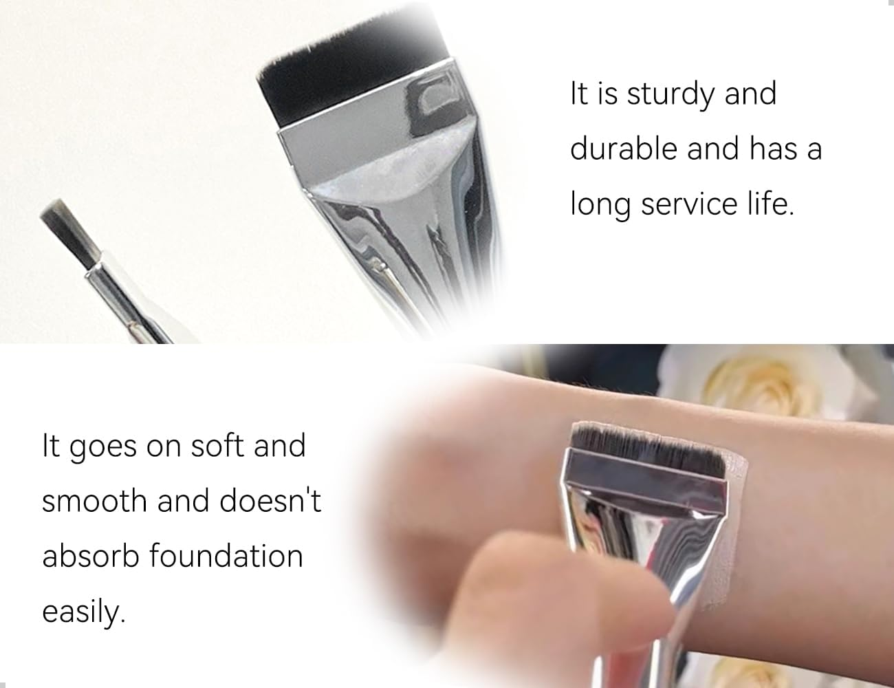 Emezddo Pack of 2 Foundation Brushes, Ultra Thin Flat Make up Brushes, Used for Women Girls Liquid Powder Concealer Cream Stage Performances Weddings image number 2