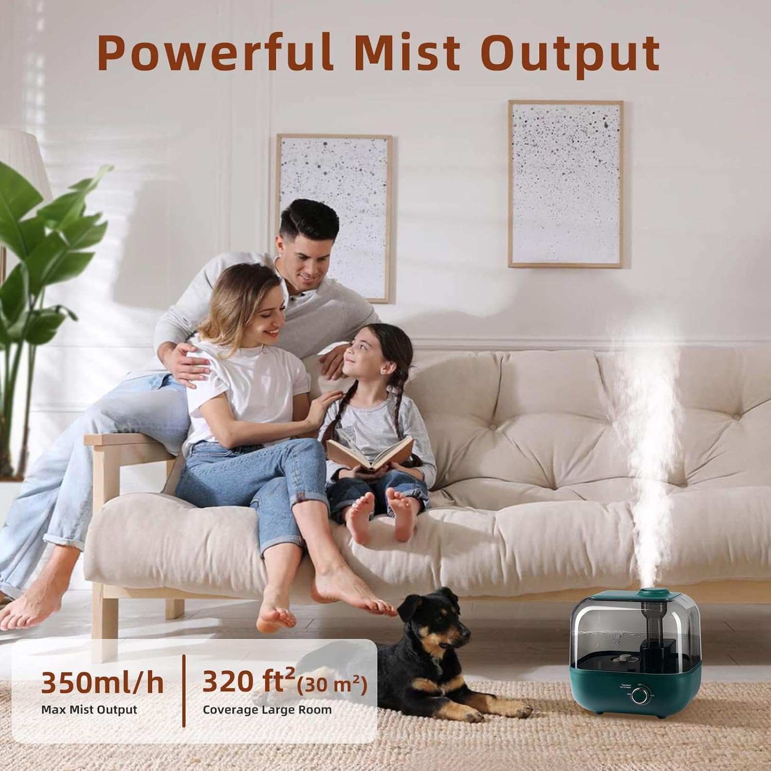 BEAR Humidifier for Bedroom, 5L Cool Mist Air Humidifier with Essential Oil Diffuser, Top Fill Humidifier for Baby Plants, Quiet, 360&deg; Nozzle, Auto-Shut Off, Easy to Clean (AU Adapter) image number 2