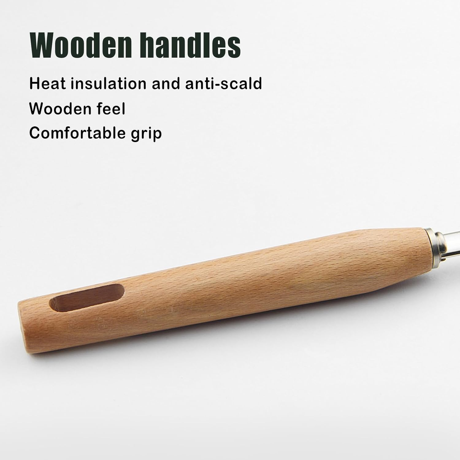 Spider Strainer, Skimmer Spoons, 6.3 Inch Spider Strainer Skimmer Ladle for Cooking and Frying, Cooking Utensils Frying Spoon with Wooden Handle, Wire Slotted Spoon for Kitchen image number 2