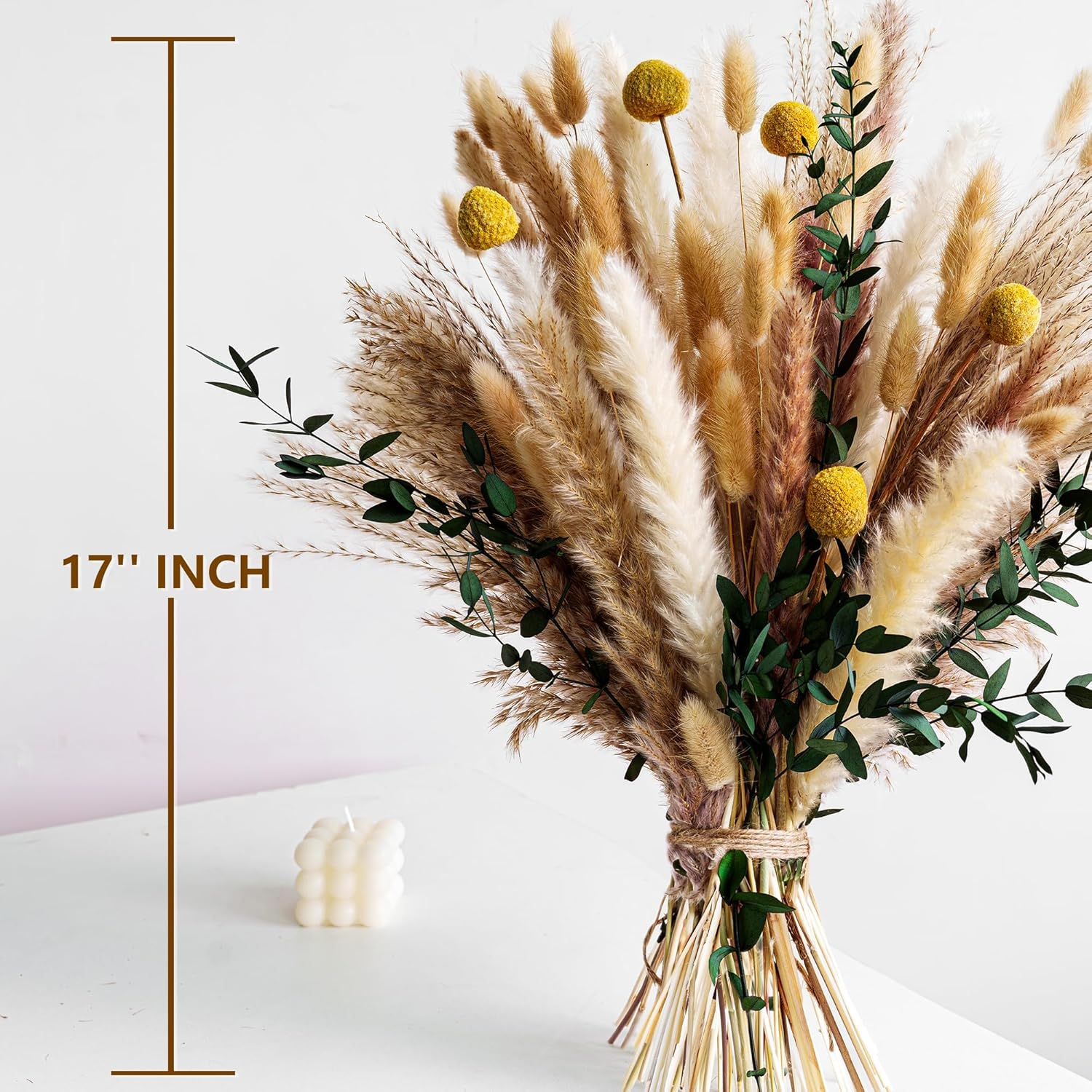 Boho Dried Flowers Bouquet &ndash; Olive Green Wall Decor, Pampas Grass Bouquet, Rustic Flower Arrangement, Moody Office & Bedroom Decor, DIY Home Vase Filler, Farmhouse Floral, Boho Wedding Bouquet