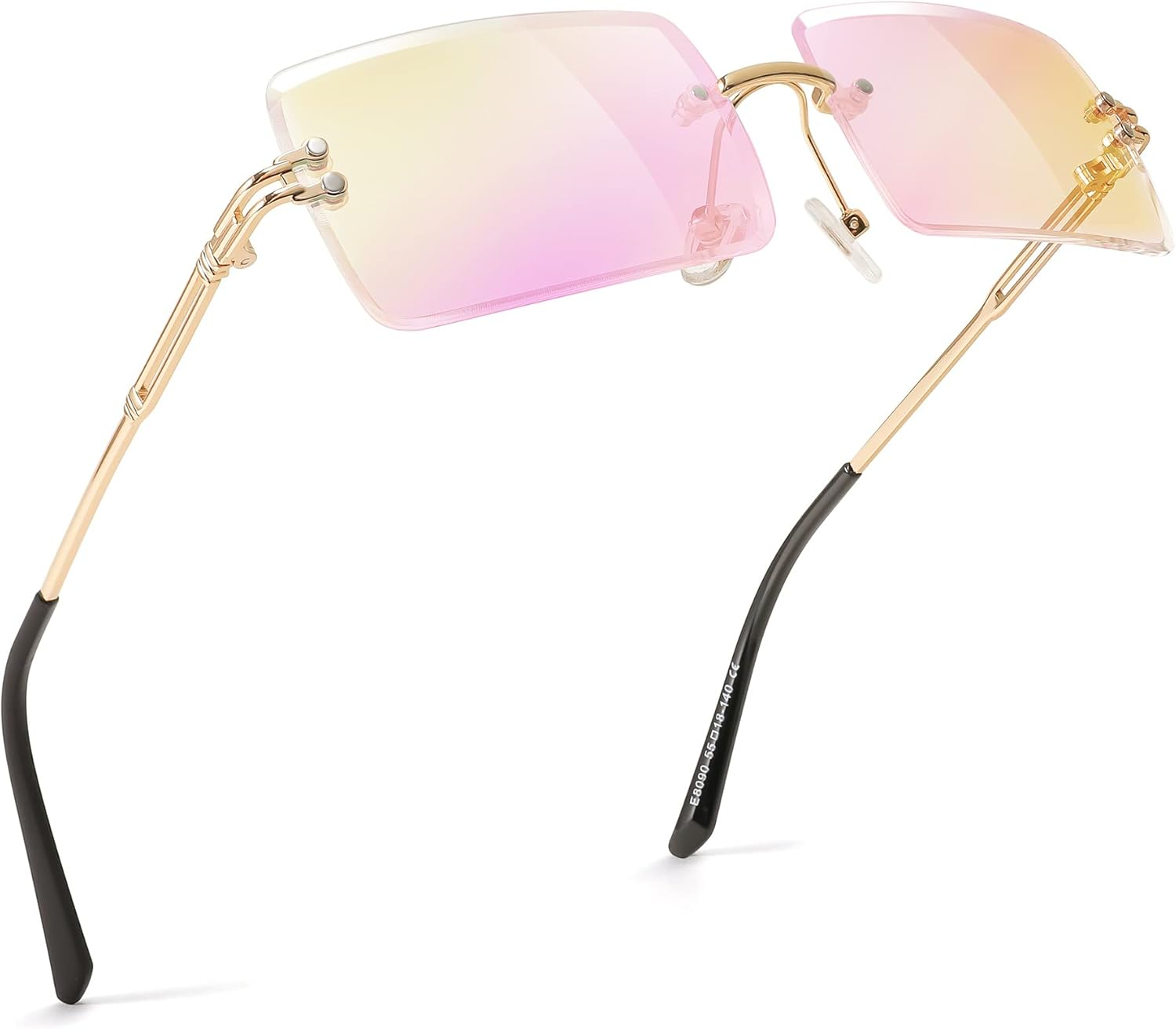 FEISEDY Vintage Rimless Sunglasses for Women Candy Color Sun Glasses UV400 Protection Rectangle Frameless B2642