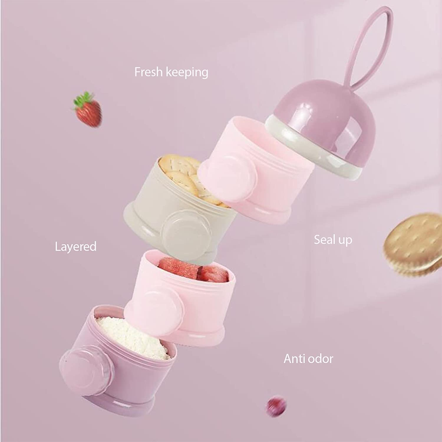 2 PCS 4 Layers Milk Powder Dispenser,Milk Powder Pots,Food Storage Tank, Candy Storage Tank, Formula Dispenser Portable Milk Powder Formula Dispenser Container Pot Box Milk Cans Snack Storage Box for Travel(Bpa Free)