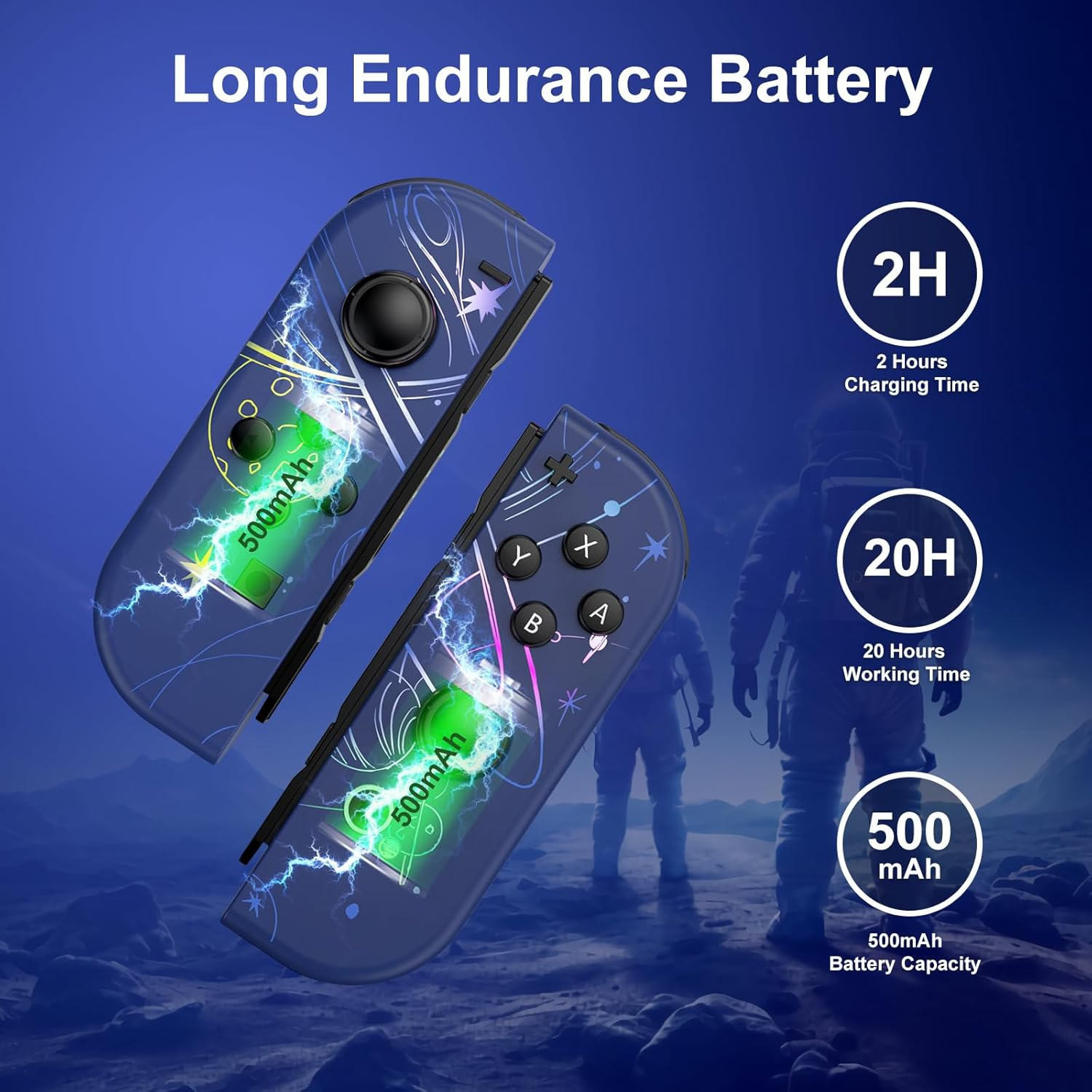 Lungdongquest Wireless Controller Compatible with Switch Oled/Lite, Joypad Replacement for NS Console, Switch Controller with 7 Colors RGB Light Effect（Blue1) image number 3