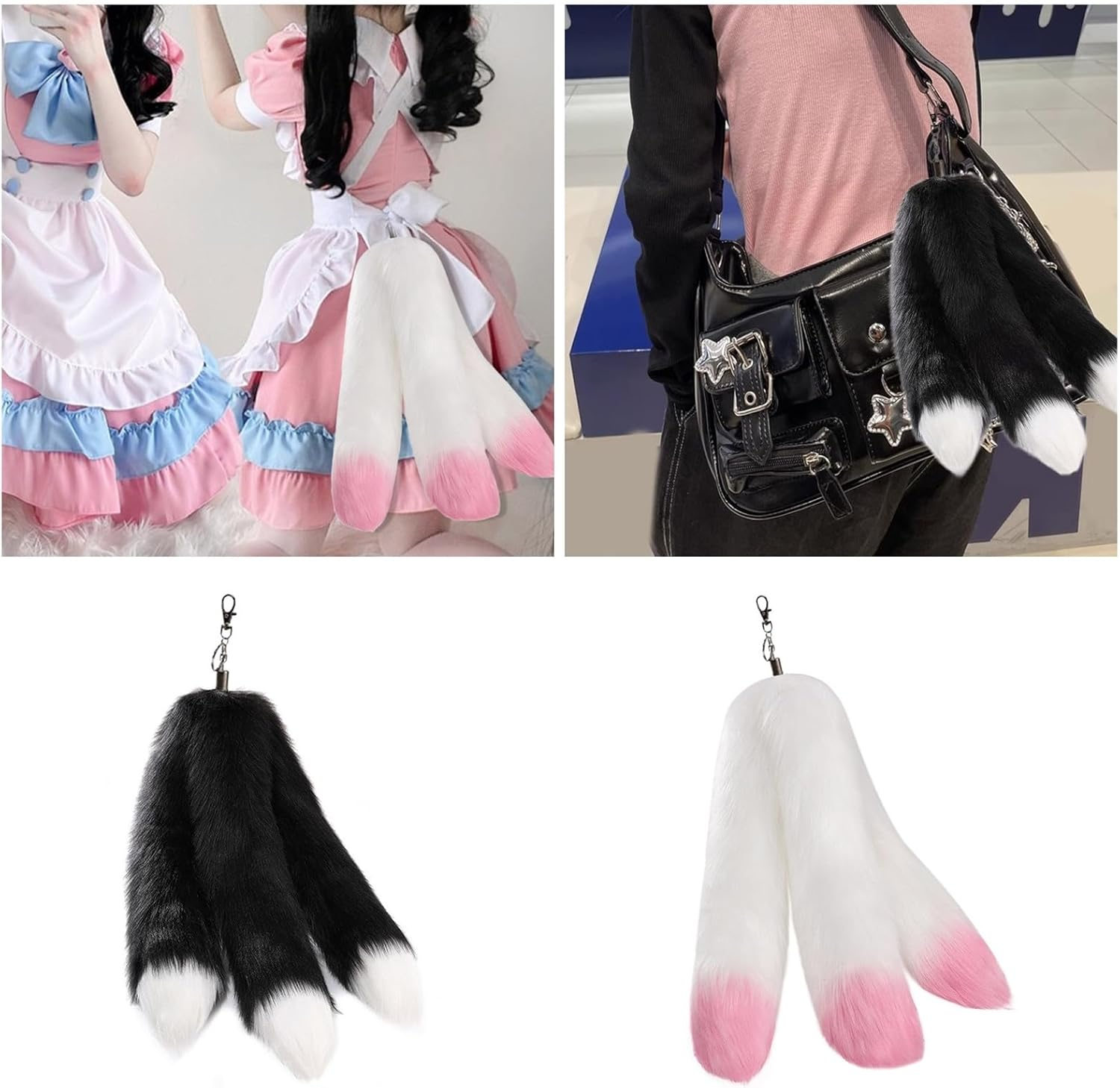 EPIPHQNY Key Chain,Fashion Bowknot Star Tree Pendant Phones Lanyard Pocket Keychain Backpack Charm Car Key Decoration Chain, Black, as Show, Black, as Show image number 1