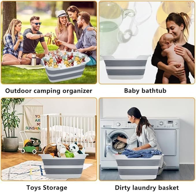Multi-Functional Collapsible Dog Bathtub with Drainage Hole, Portable Foldable Small Pets Bathtub, Washing Tub Bathing Tub for Puppy Small Dogs Cats (Gray)