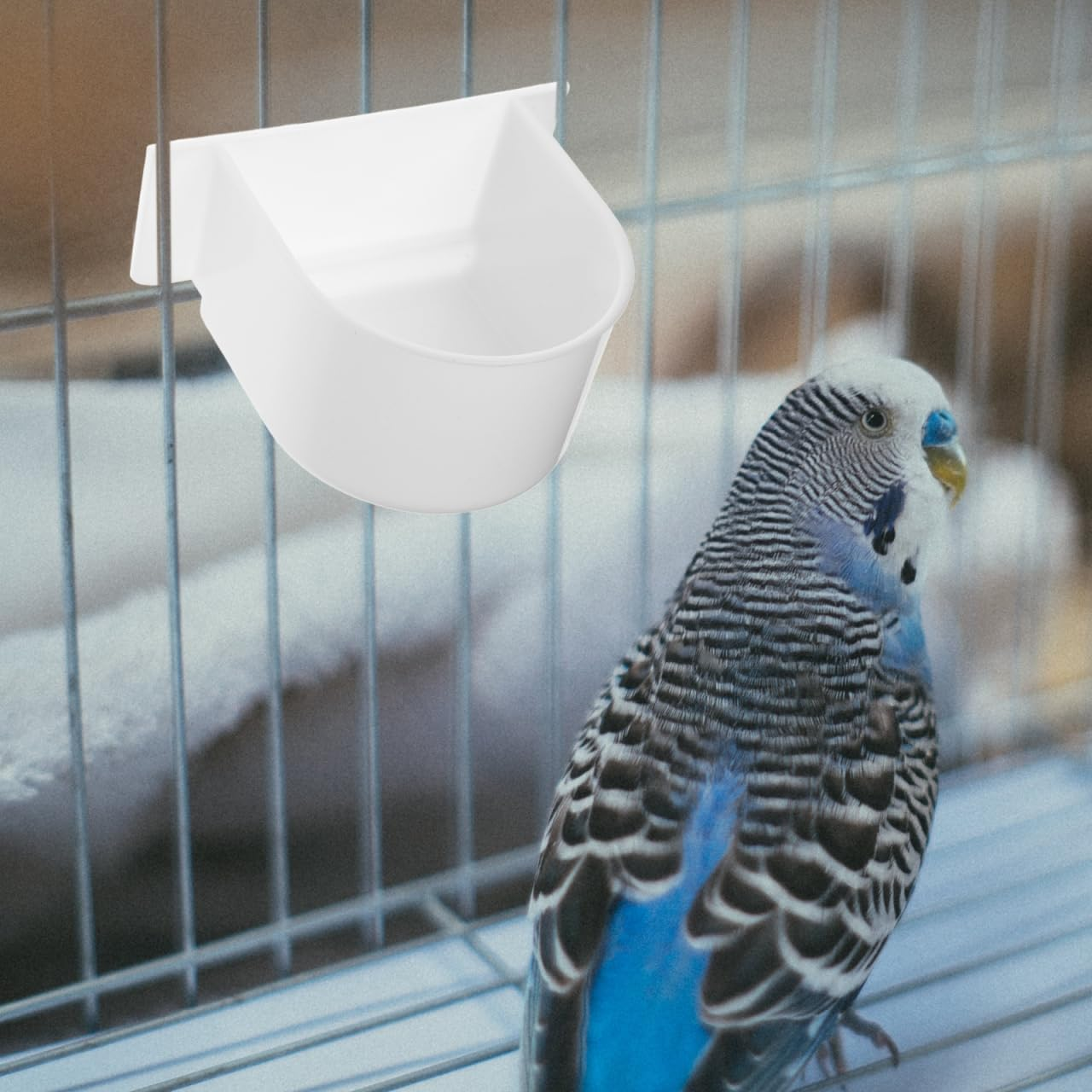 HANABASS 4Pcs Bird Feeder Drinker Set, Plastic Bird Cage Food Box See - Dispenser Parrot Drinking Container for Parrot Finch Cardinal image number 5