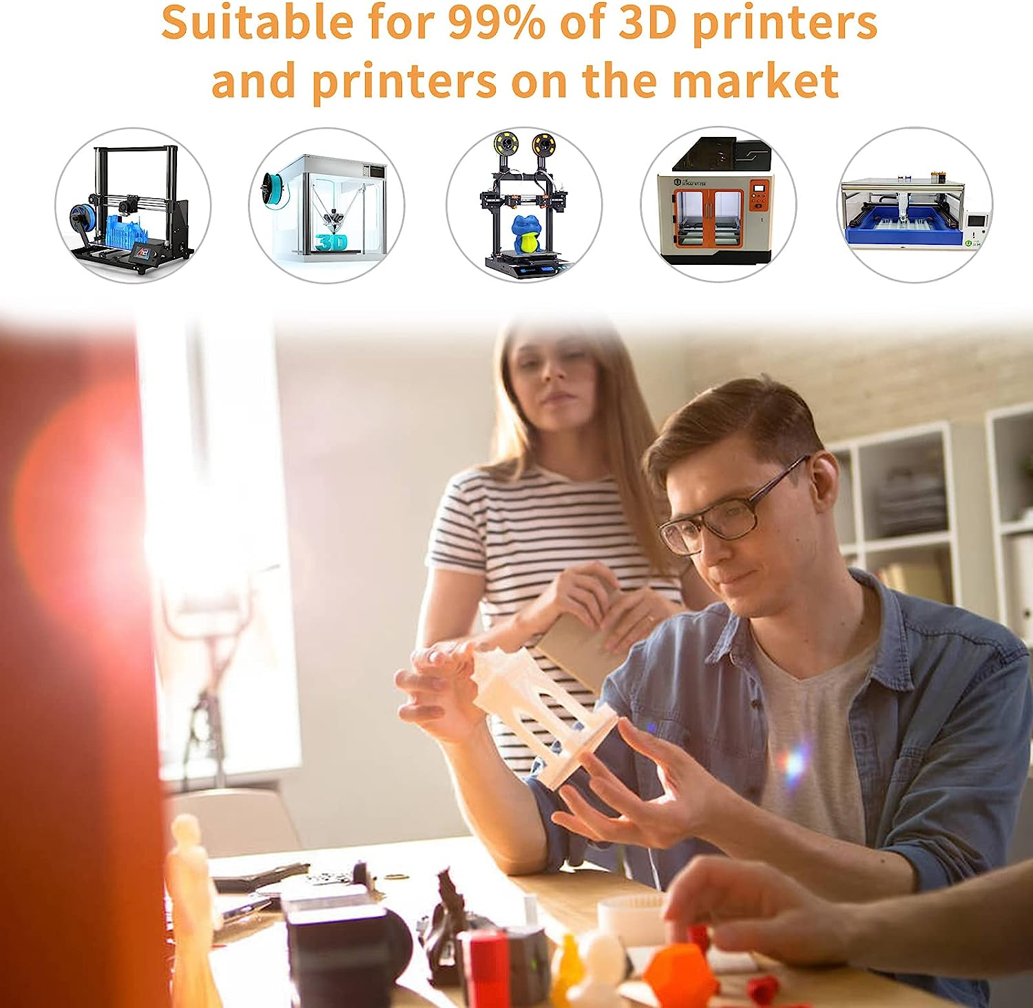 Isanmate 3D Printer Filament Rainbow Filament, 1.75Mm Multicolor Gradient Filament, Smooth Printing with Dimensional Accuracy &plusmn;0.02Mm, 1KG Spool for FDM 3D Printers - Rainbow Pla+ image number 5