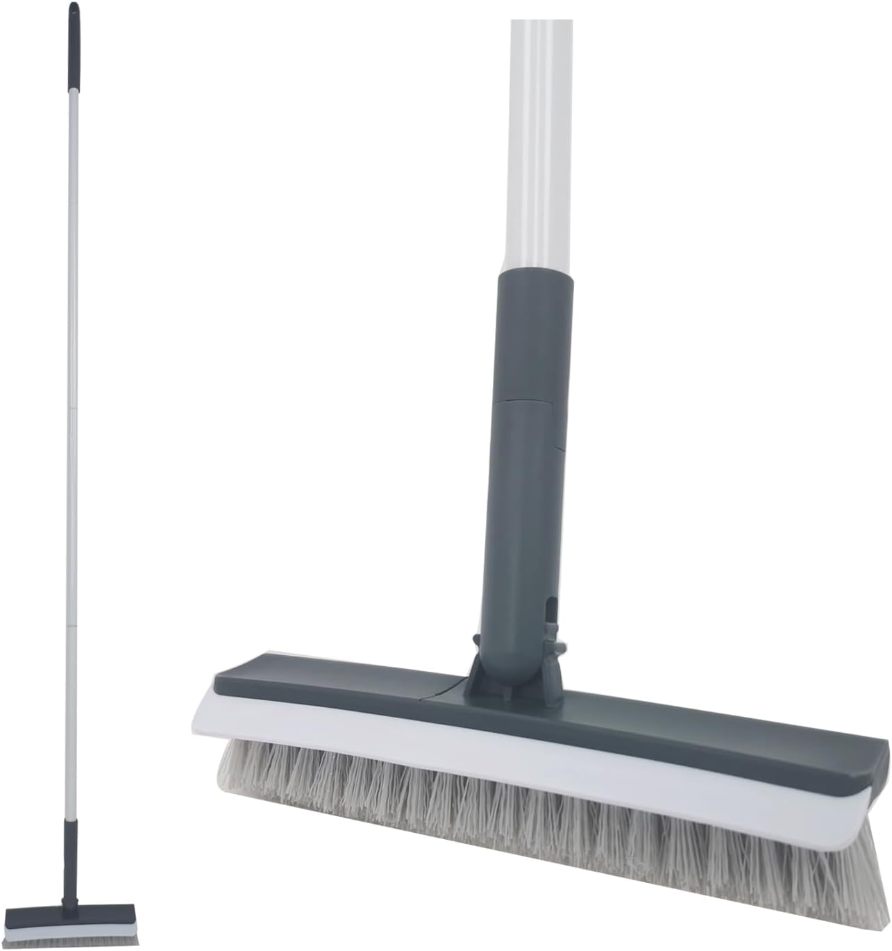 IZSOHHOME Stiff Bristle Brush Bath Tile Brush Push Scoom External Cleaning Brush inside Long Handle Stainless Steel image number 1