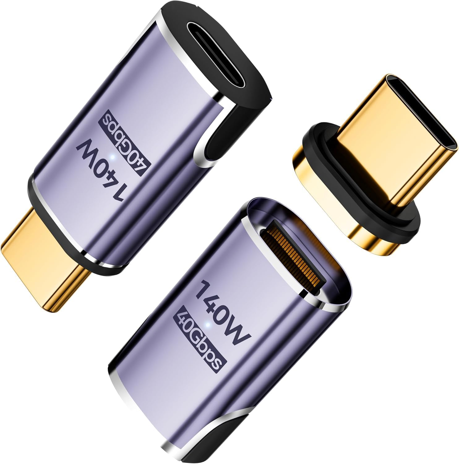 Magnet USB Type C Adapter 40Gbps,Usb C Male to Female Adapter Supports 8K@60HZ and 100W Fast Charging Compatible with Thunderbolt 3/4,Type C Interface Devices (2)