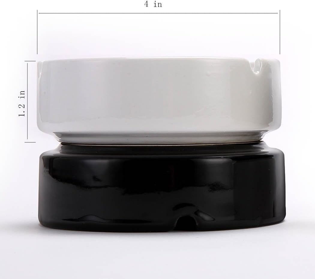 Ashtray Glossy Black Ceramic Cigarette Ashtray for Man and Women, Outdoors Indoors Ash Tray, Desktop Smoking Ash Tray image number 2